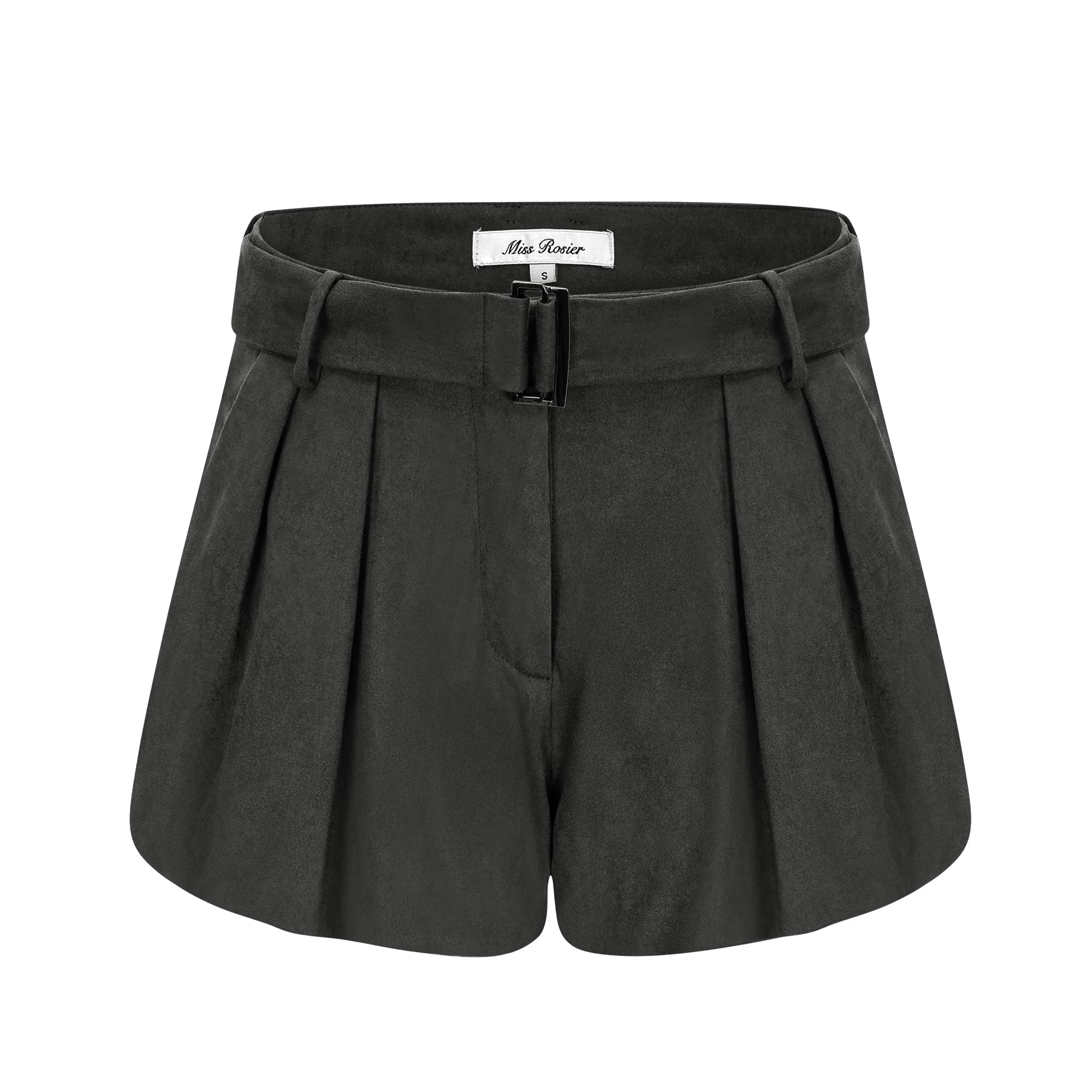 Chaney Grey Bubble Hem Suede Shorts