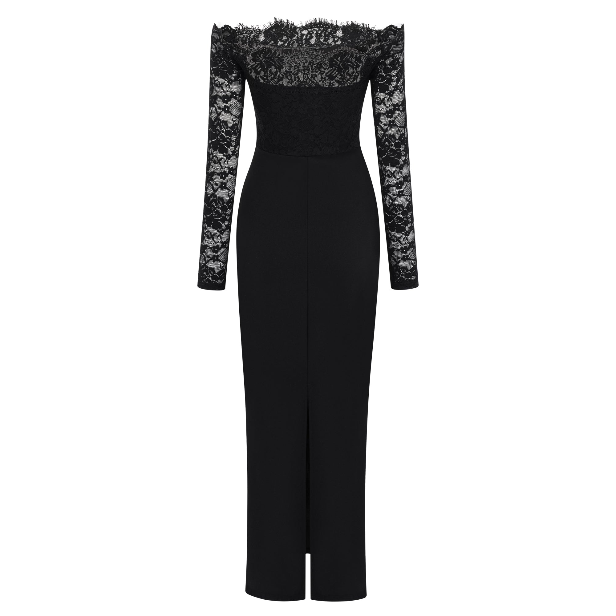 off shoulder dress black lace Nephele Black Off Shoulder Floral Lace Maxi Dress