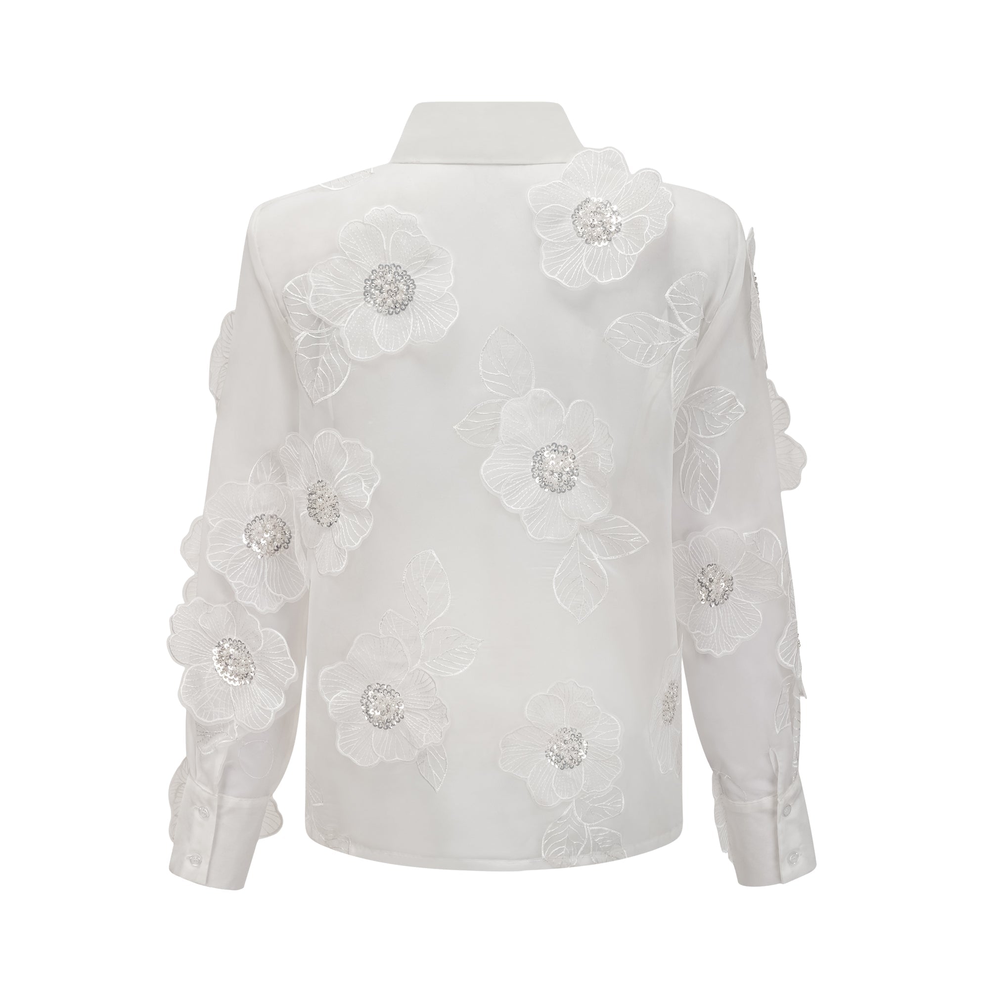 Béatrix white embellished semi-sheer shirt (Final Sale-US Only)
