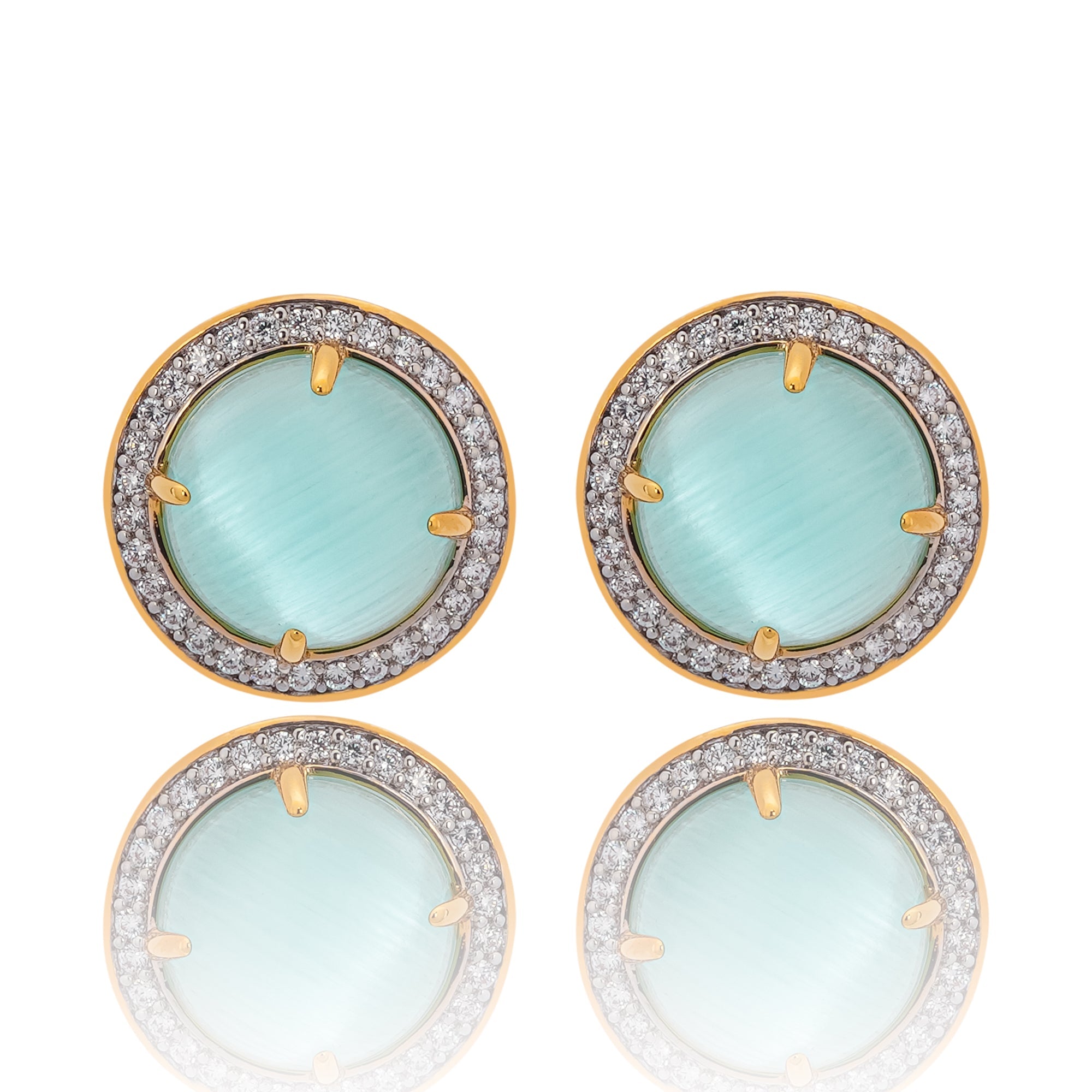 Fahire Aqua Round Cut Gemstone Crystal Earrings