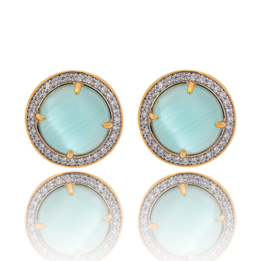 Fahire Aqua Round Cut Gemstone Crystal Earrings
