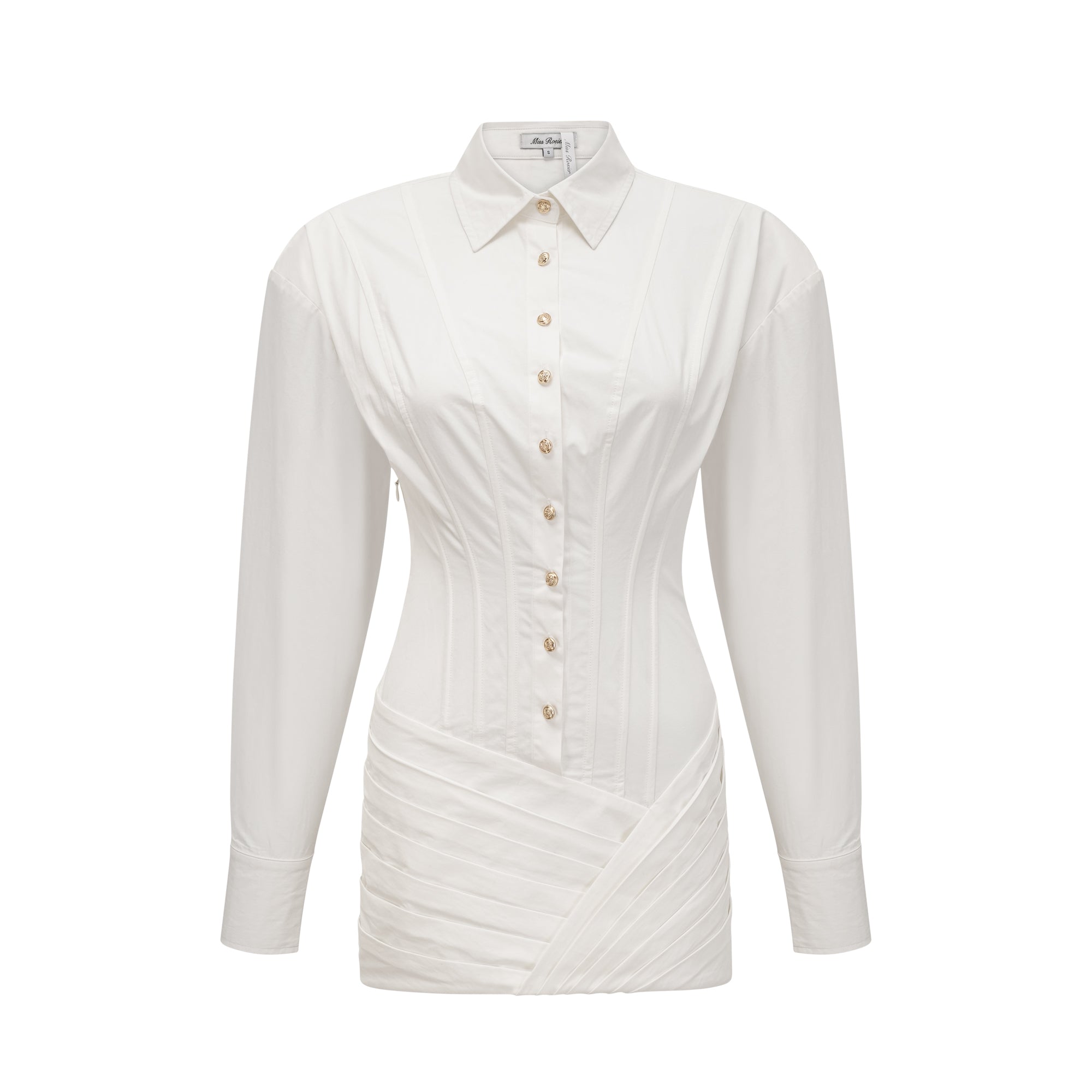 Orlane white cinched-waist pleated mini shirt dress (Final Sale-US Only)