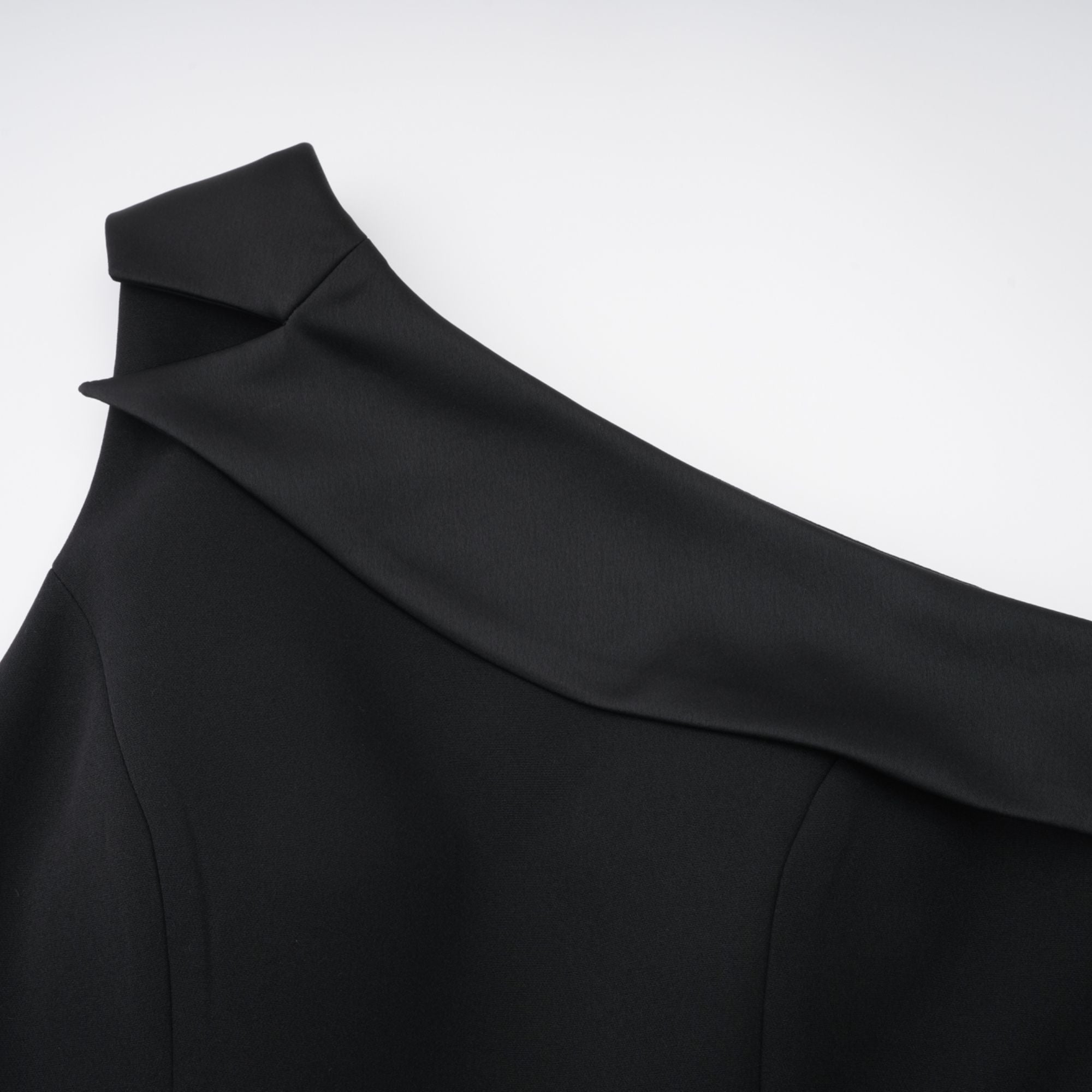 Bernadette black lace-panell asymmetrical midi dress (Final Sale)