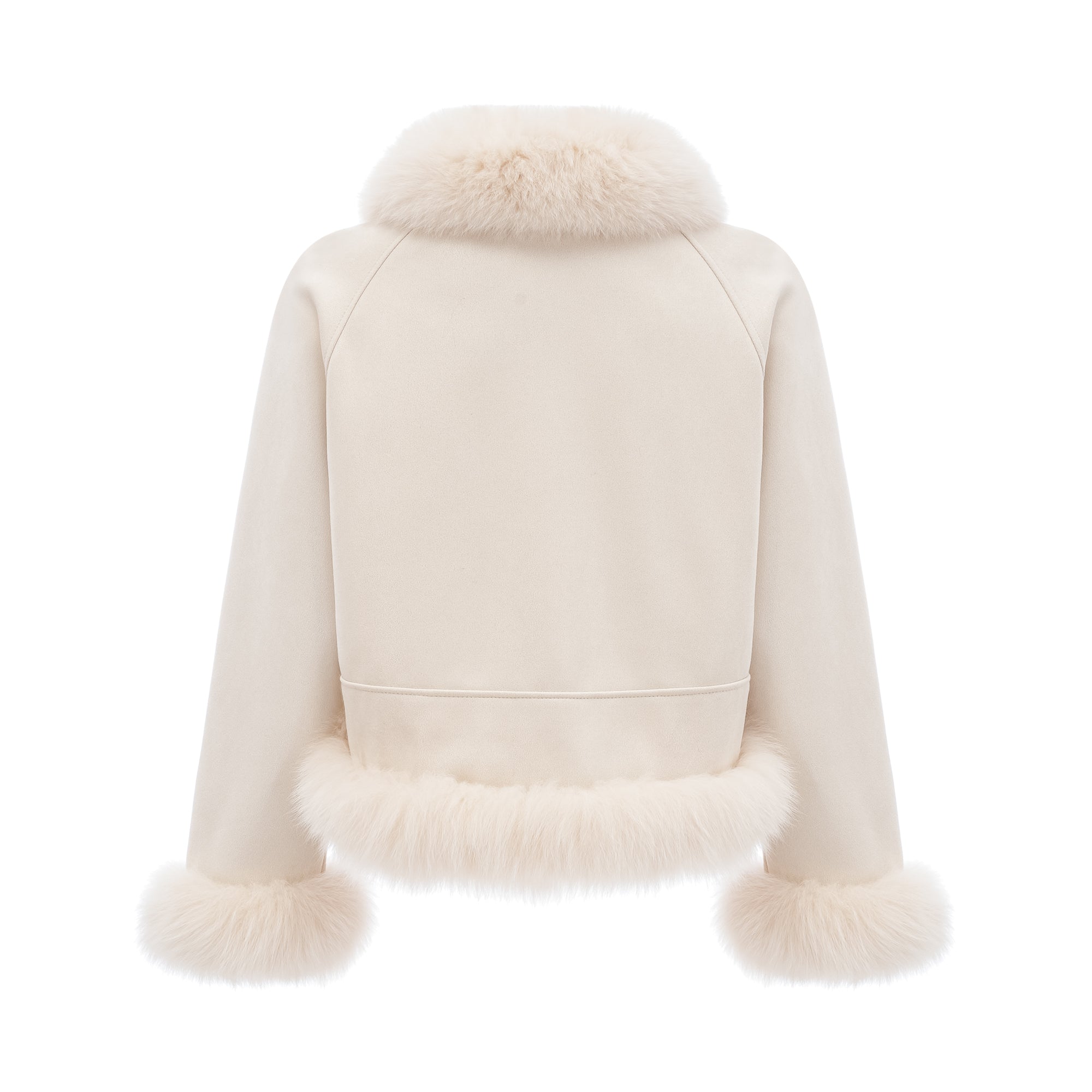 Cécile white suede fur padded short coat (Final Sale-US Only)