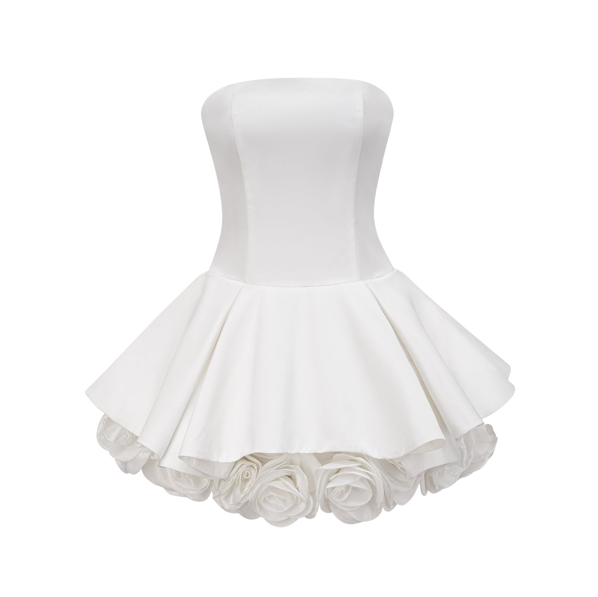 lucie white petal-layered strapless corset mini dress