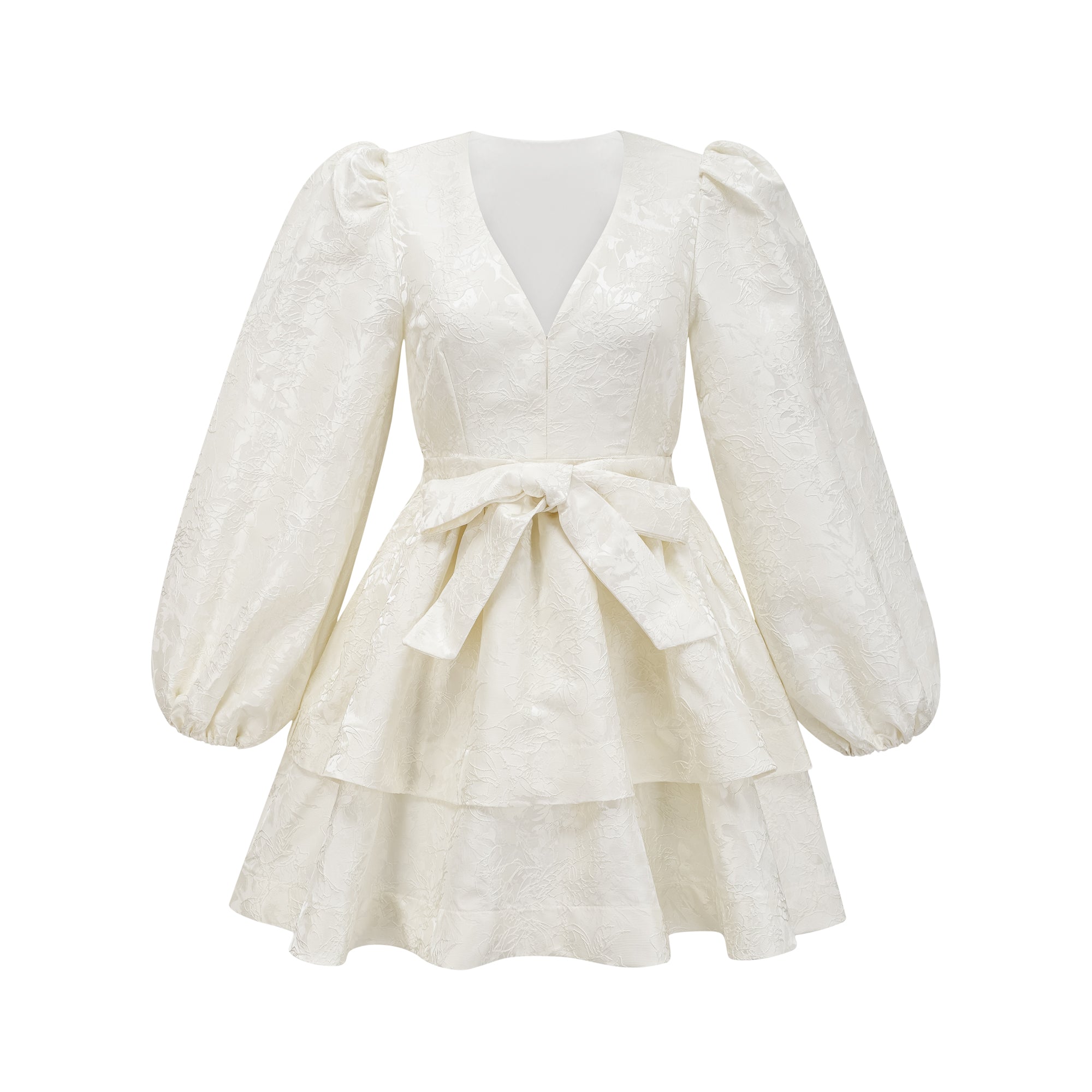 Colette white jacquard tiered mini dress (Final Sale)