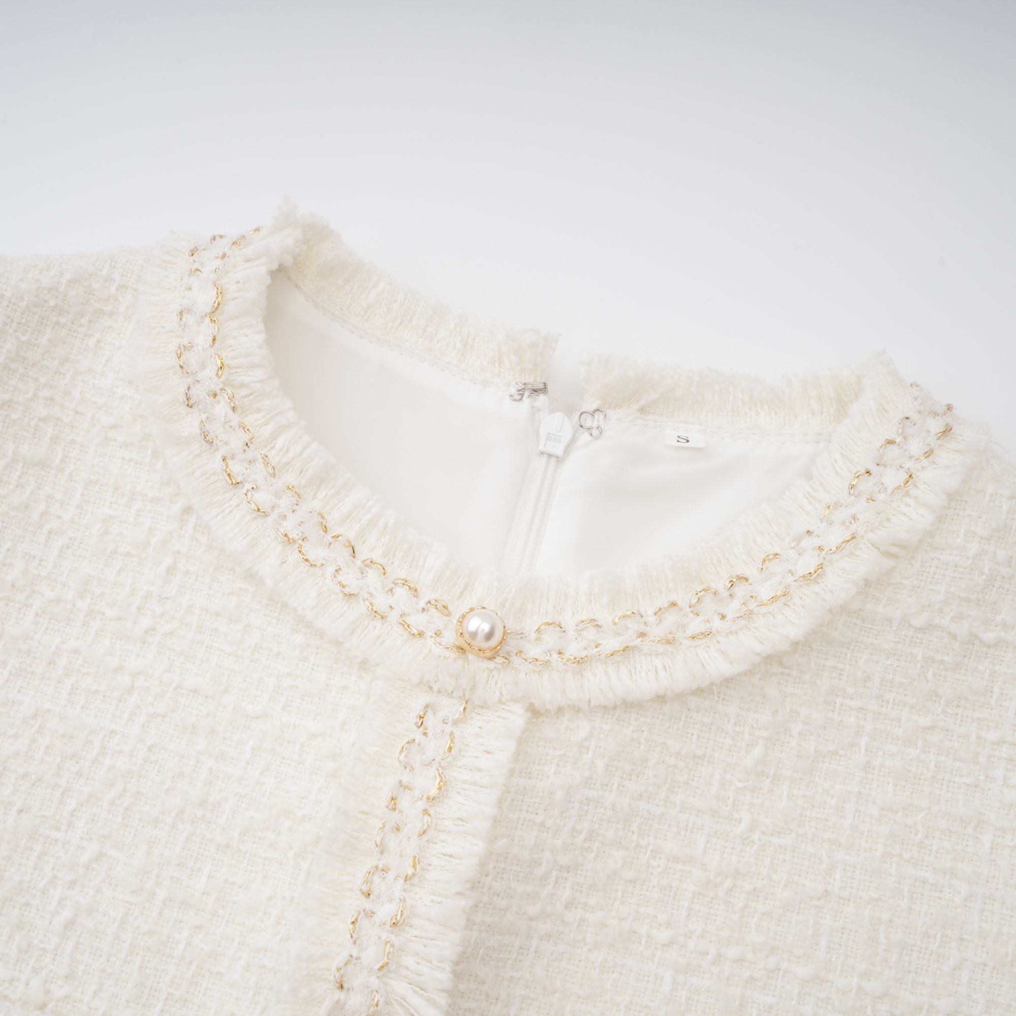 Gaëlle White Faux Pearl Tweed Mini Dress (Final Sale-US Only)