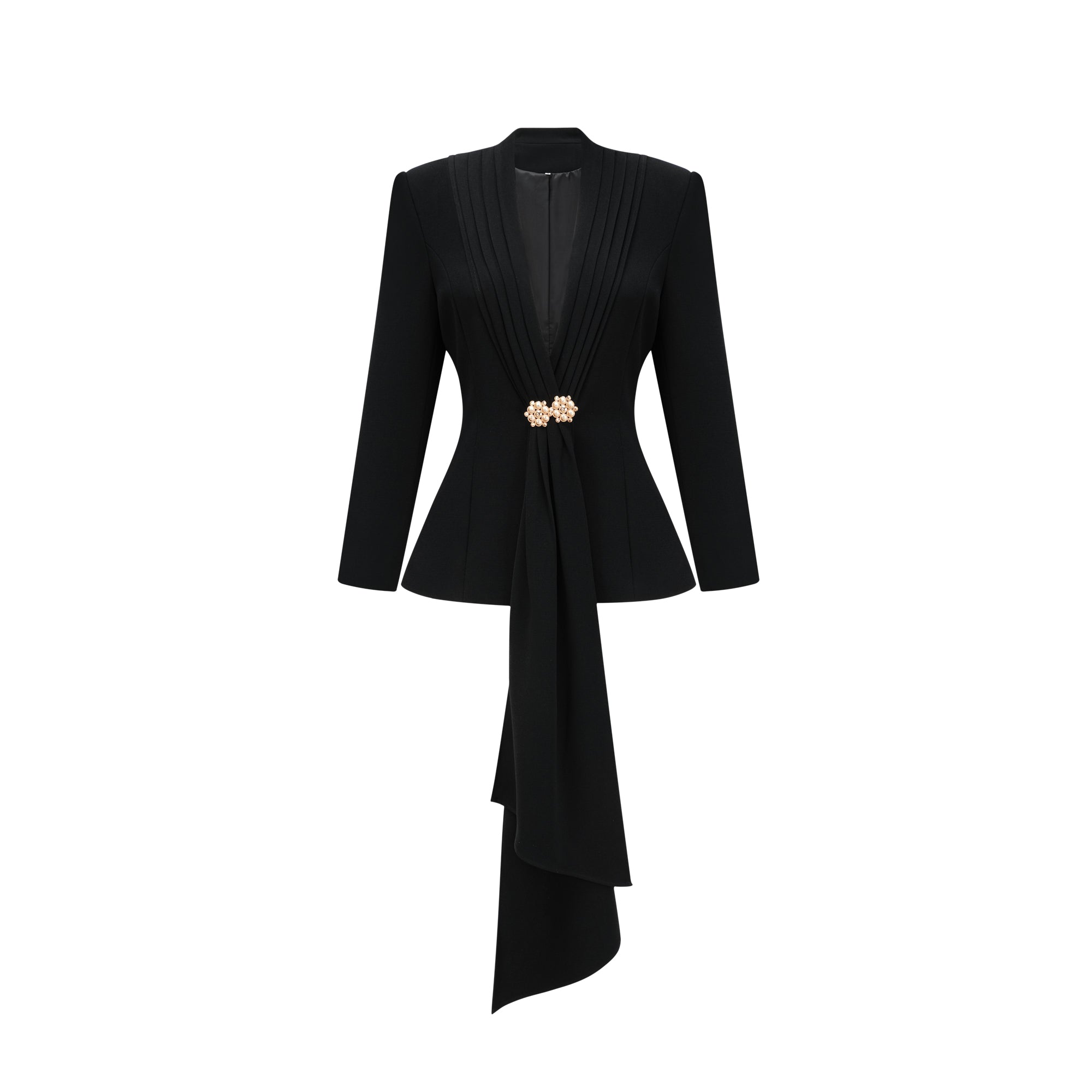 Suzanne black pleated jacket & trousers matching set (Final Sale-US Only)
