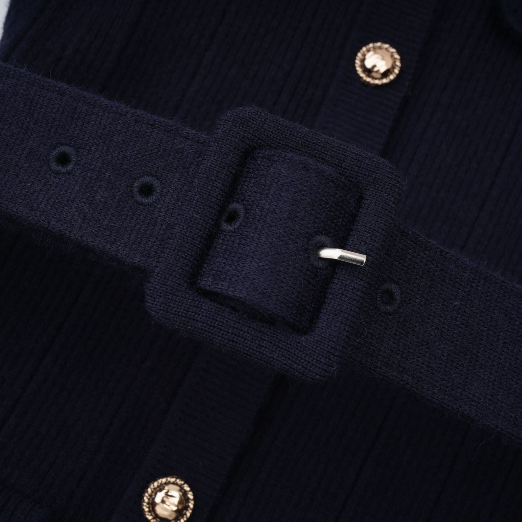 Fern Navy Blue Satin Panel Knit Midi Dress (Final Sale)