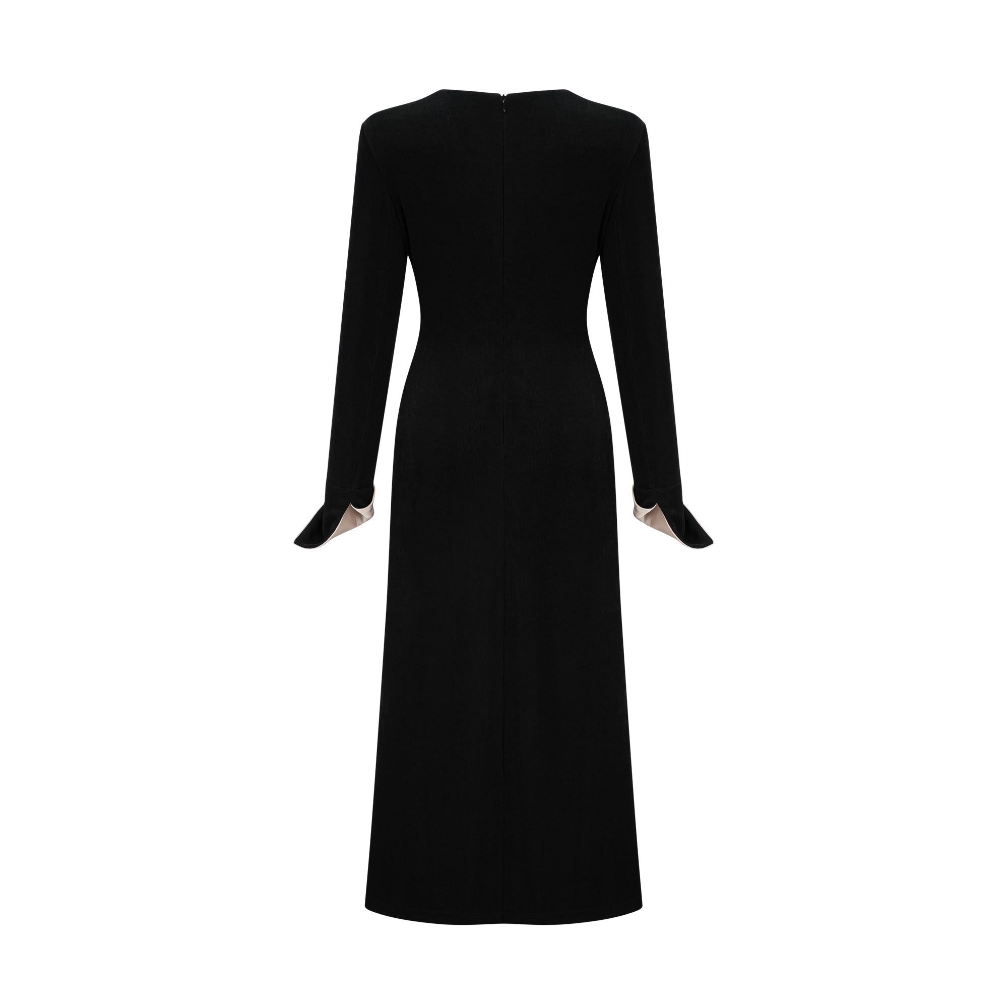 Karine contrast-color bowknot v-neck maxi dress