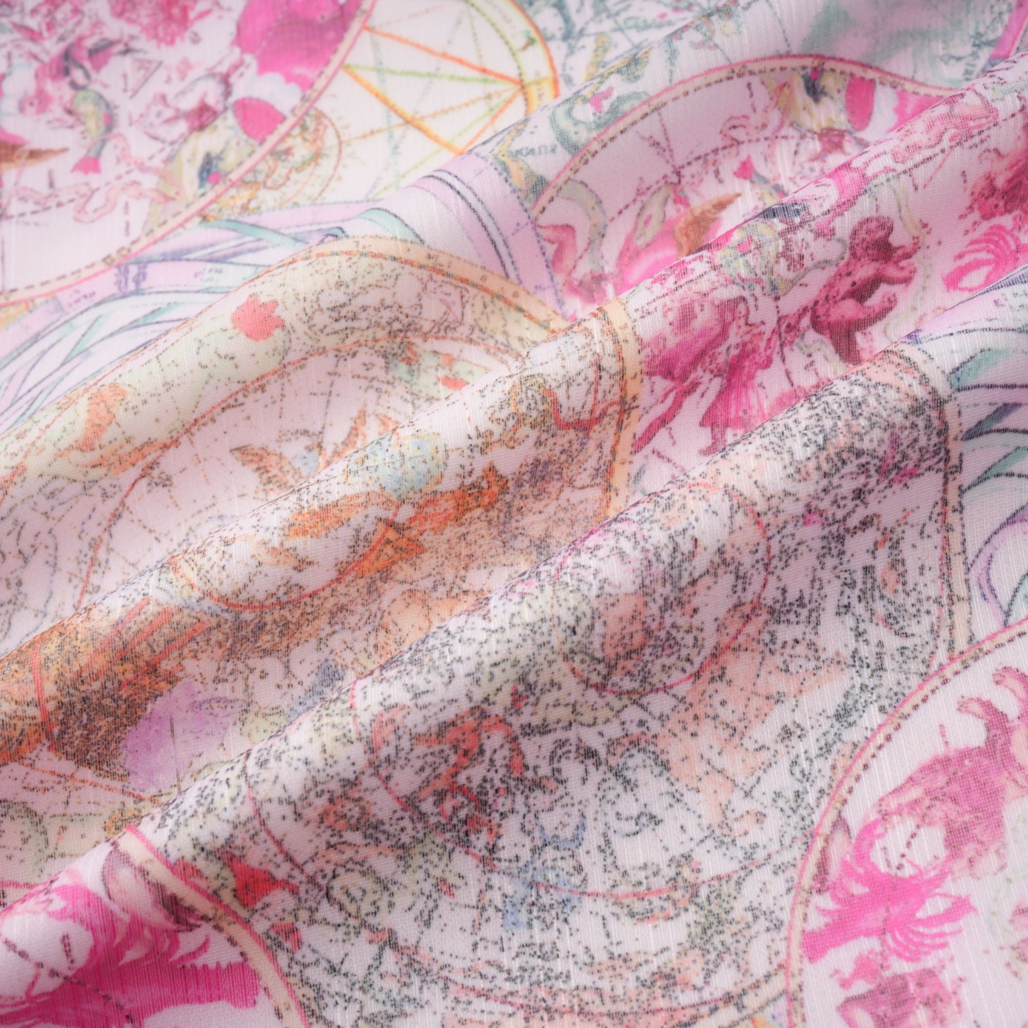 Cherry pink pattern-print shirt & skirt matching set