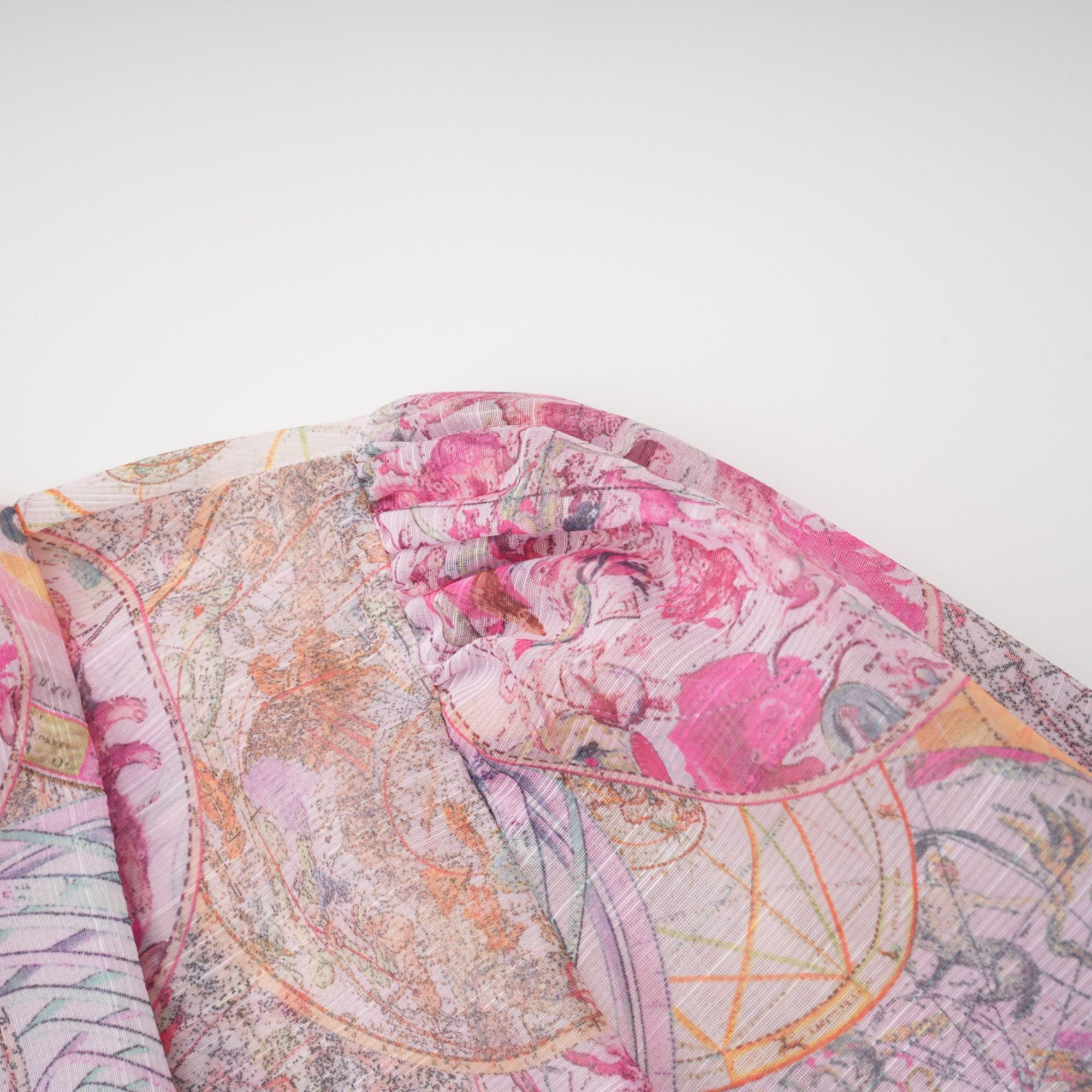 Cherry pink pattern-print shirt & skirt matching set (Final Sale-US Only)