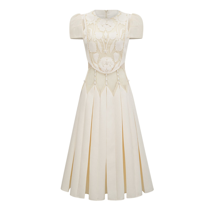 Maelle White Flower Embroidered Maxi Dress
