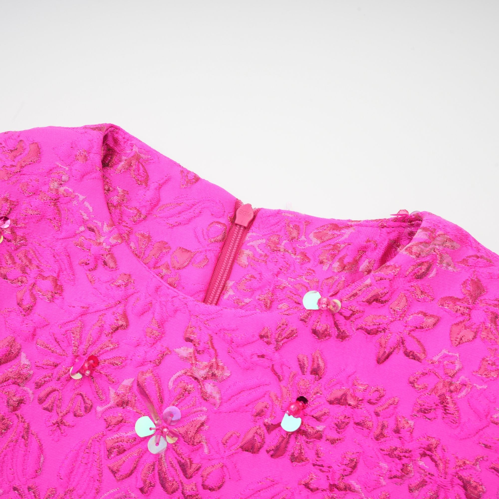 Celestia Floral-Appliqué Embellished Mini Dress in Pink