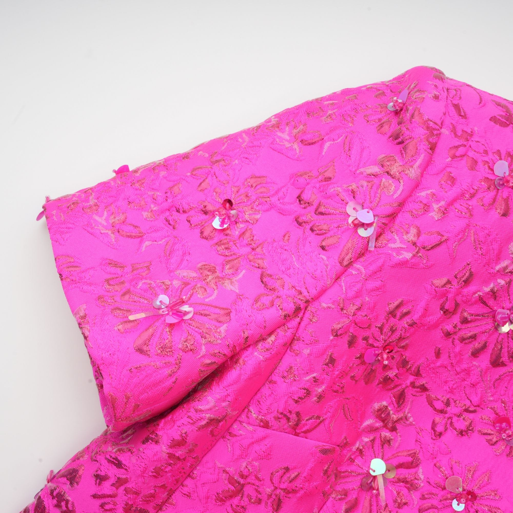 Celestia Floral-Appliqué Embellished Mini Dress in Pink