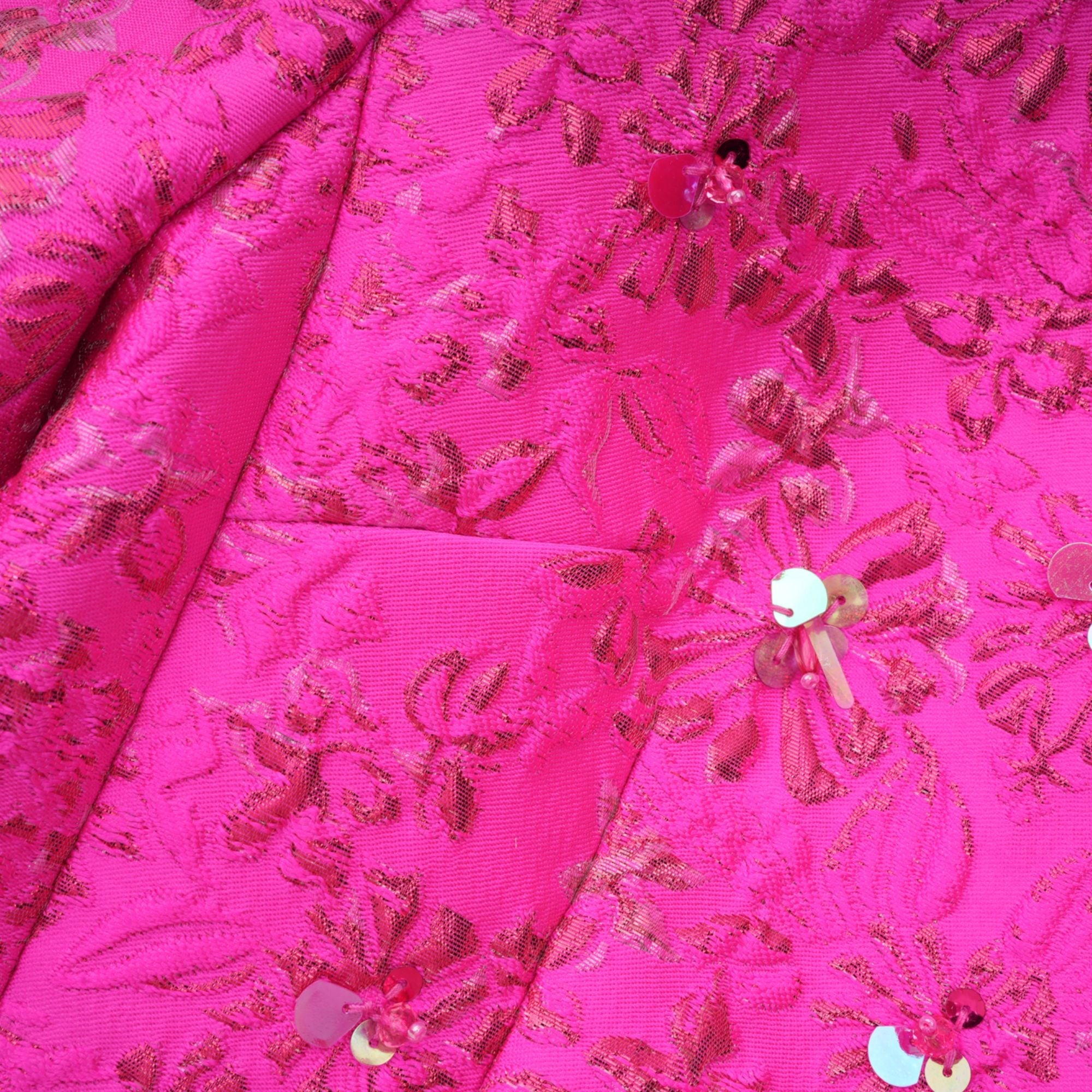 Celestia Floral-Appliqué Embellished Mini Dress in Pink