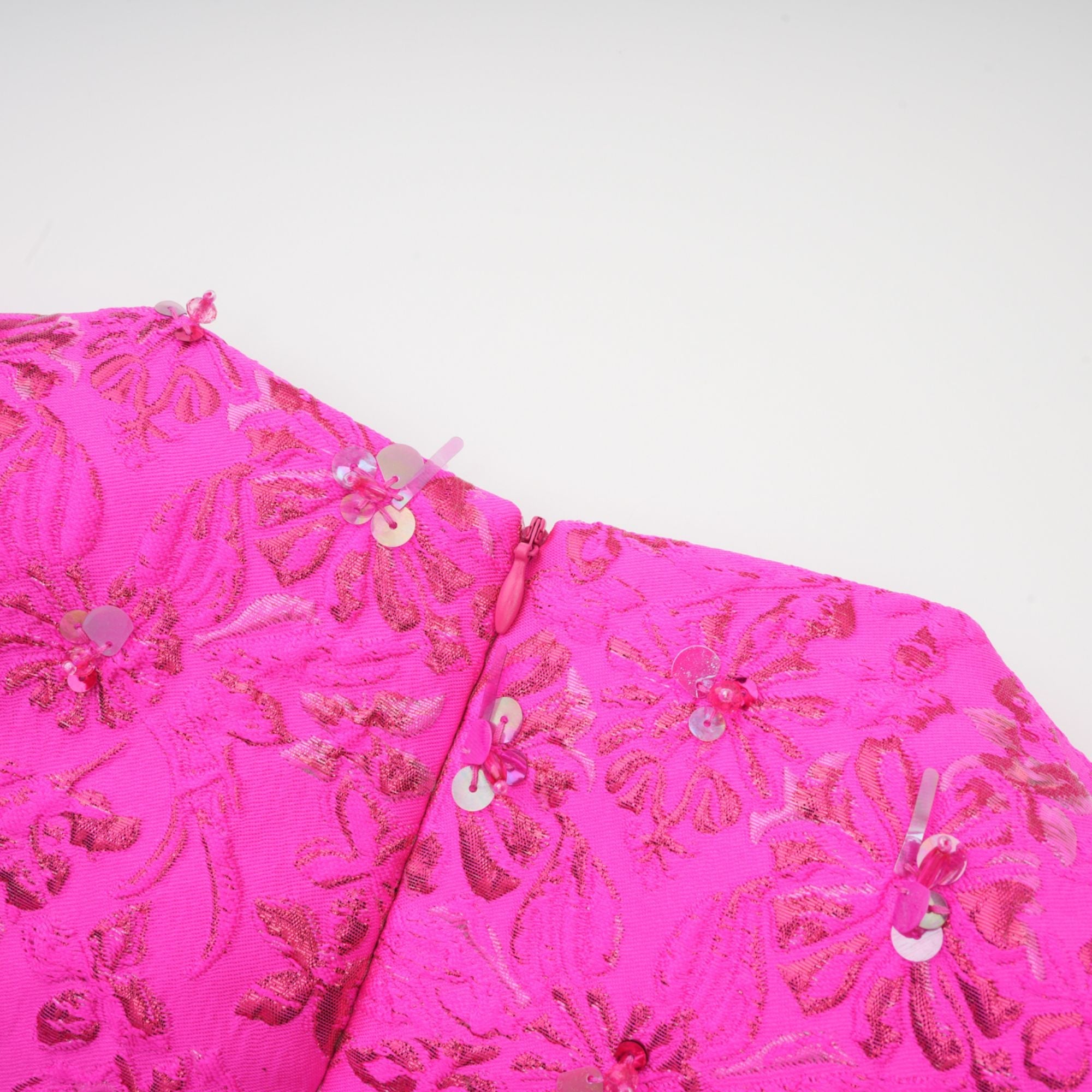 Celestia Floral-Appliqué Embellished Mini Dress in Pink