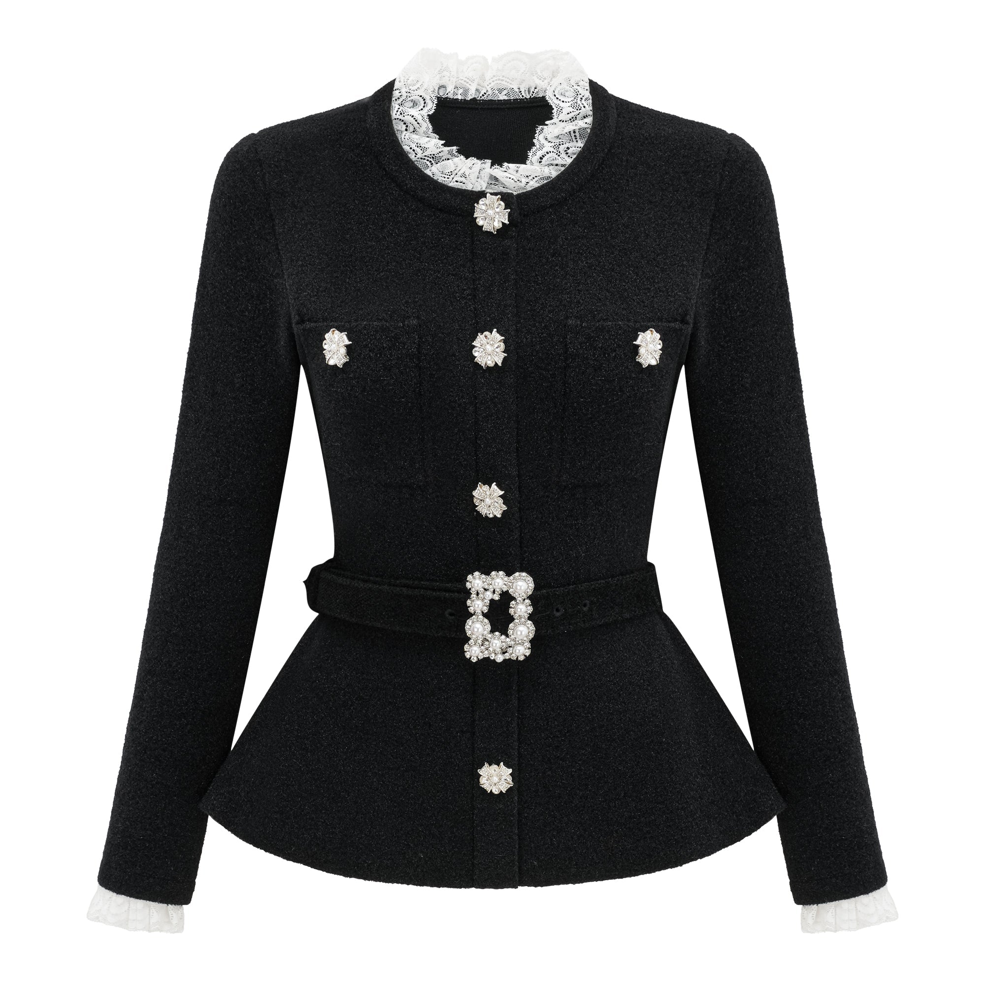 Ellinor Black Embellished Knit Top & Skirt Set