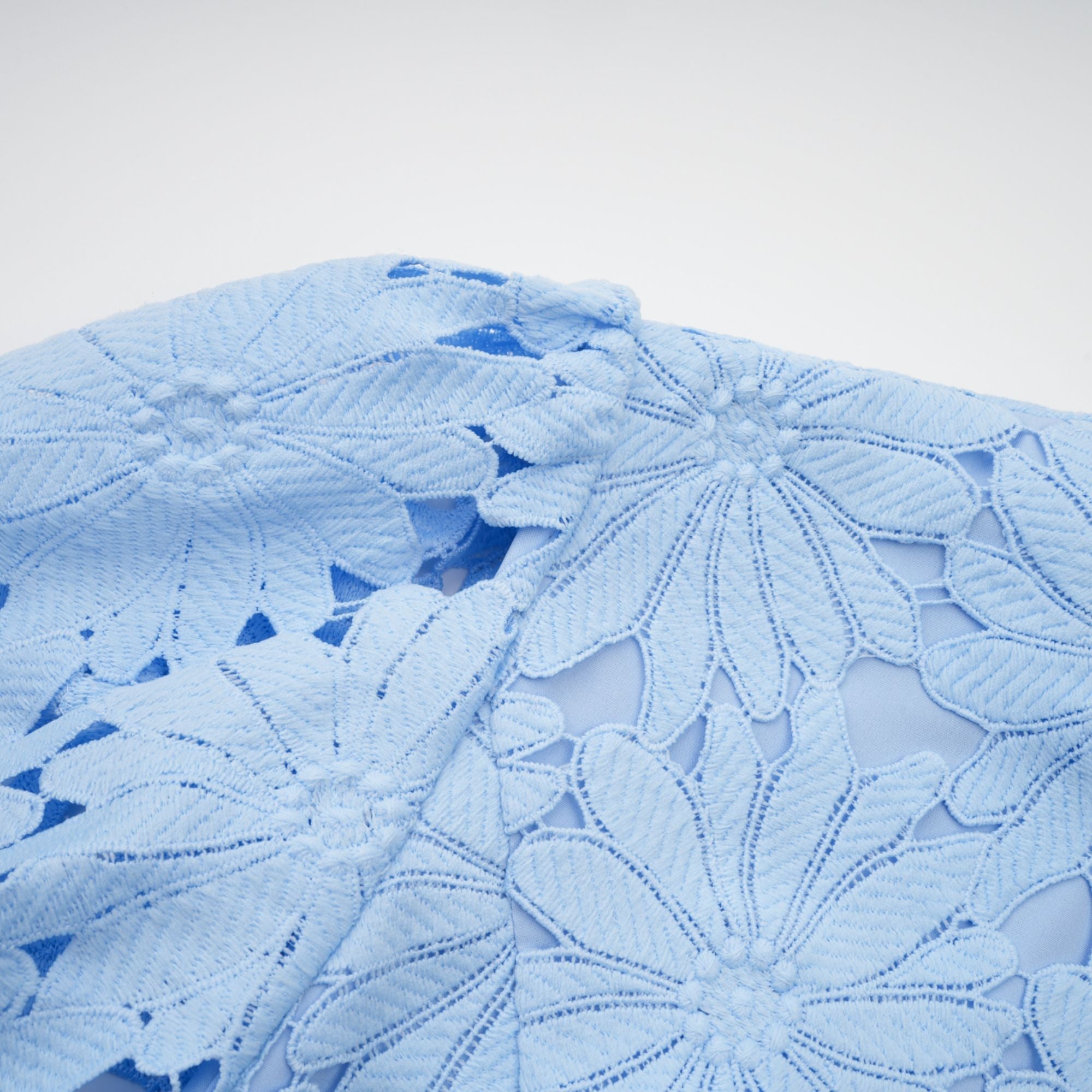 Audrey blue guipure-lace top & skirt matching set (Final Sale-US Only)