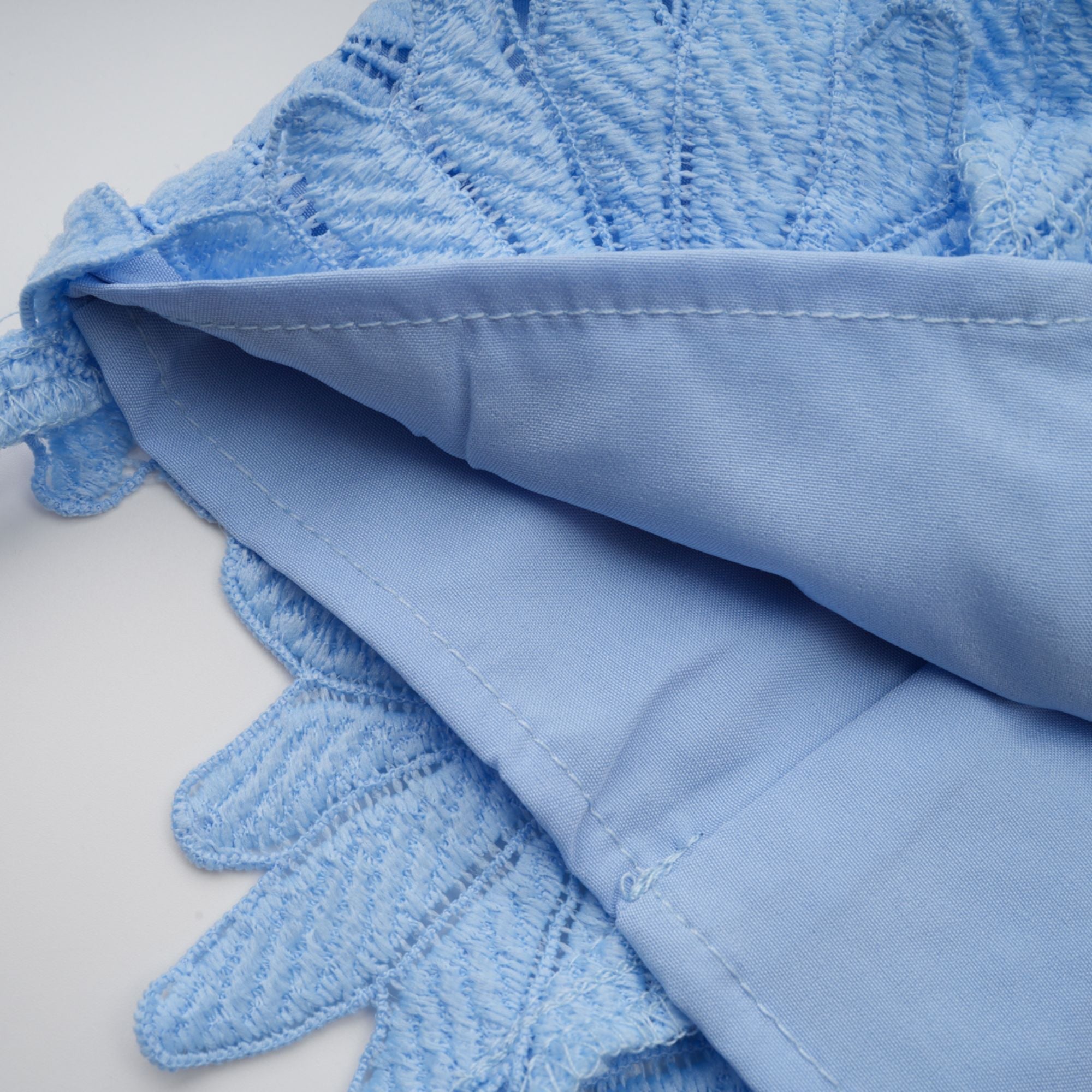 Audrey blue guipure-lace top & skirt matching set (Final Sale-US Only)