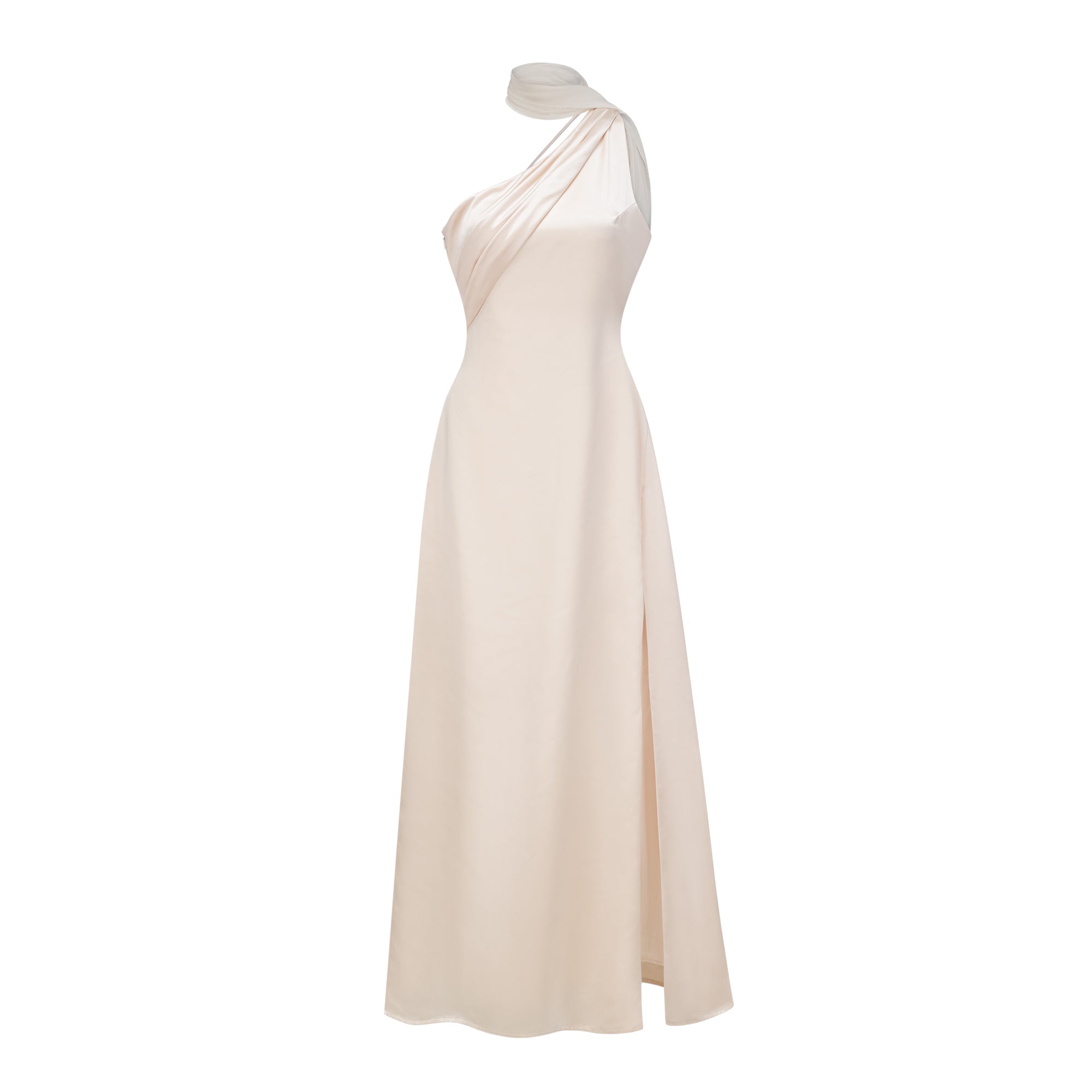 Thérèse neutral scarf-design satin maxi dress (Final Sale-US Only)