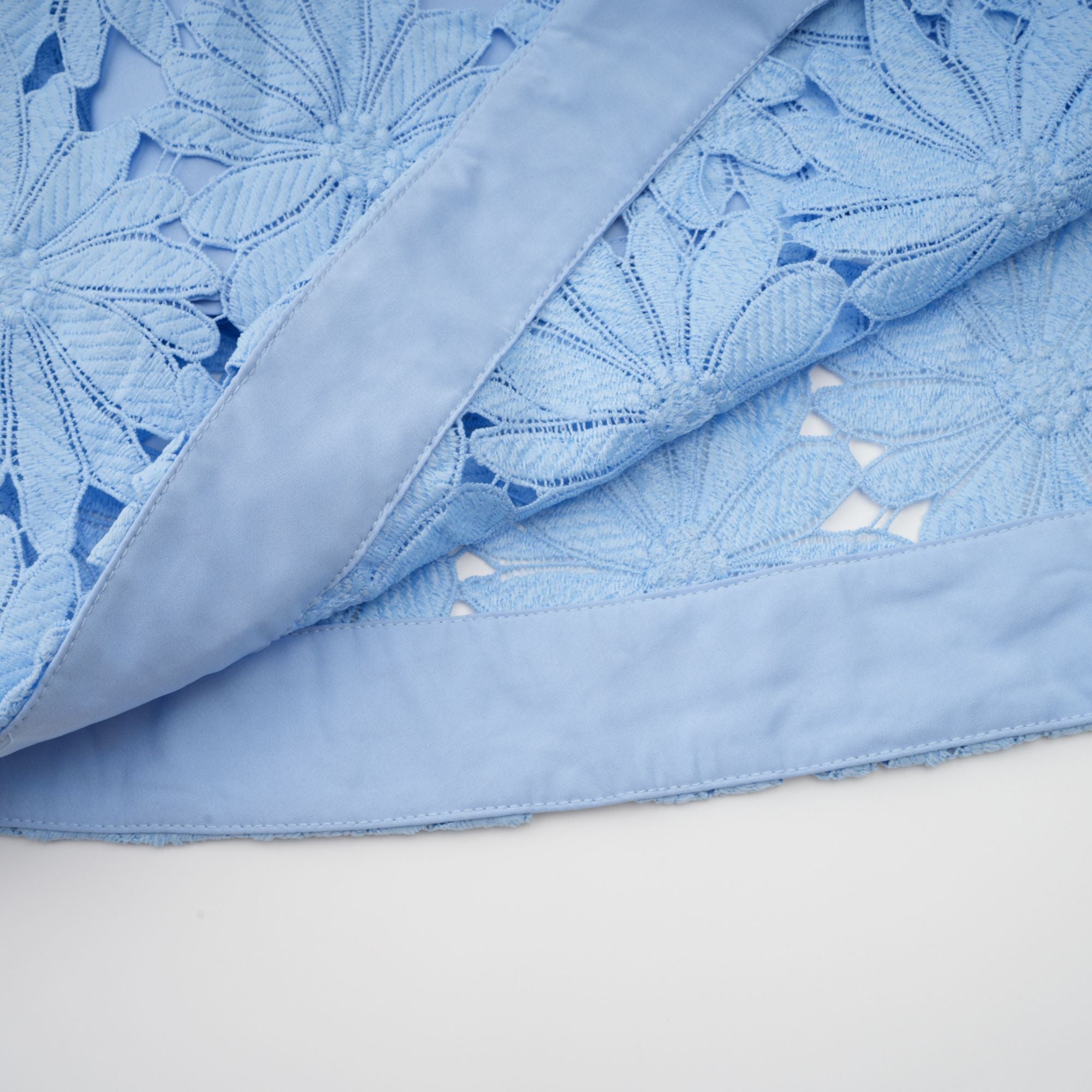Audrey blue guipure-lace top & skirt matching set (Final Sale-US Only)