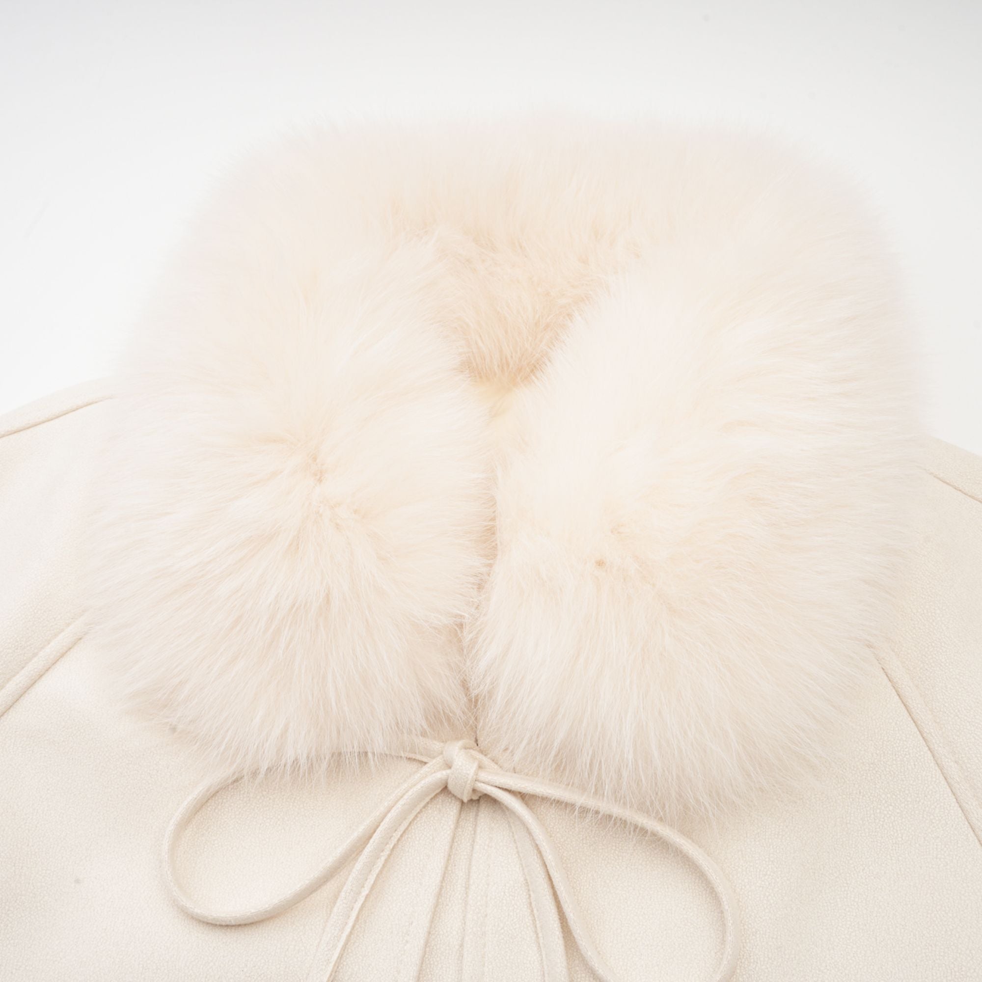 Cécile white suede fur padded short coat (Final Sale-US Only)