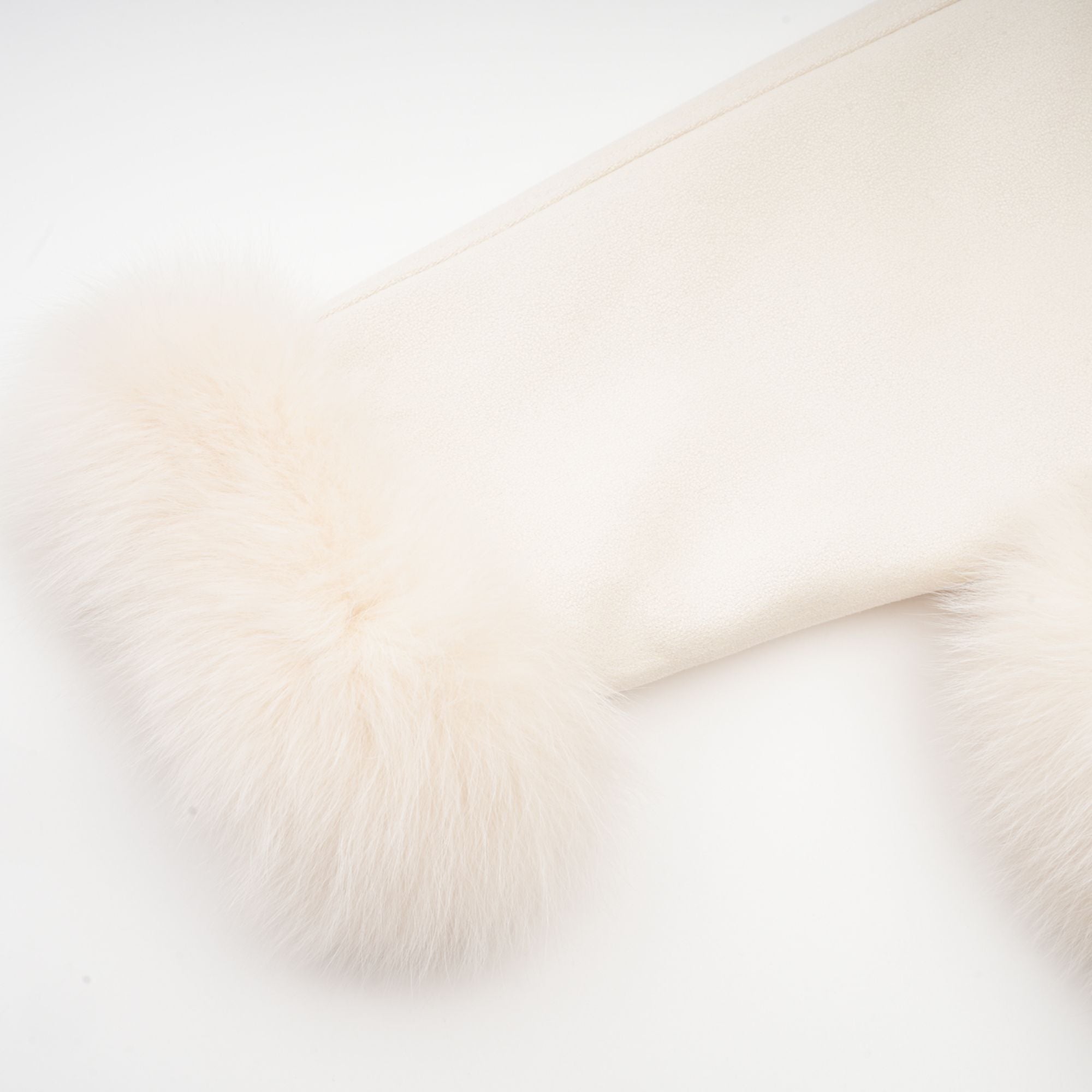 Cécile white suede fur padded short coat (Final Sale-US Only)