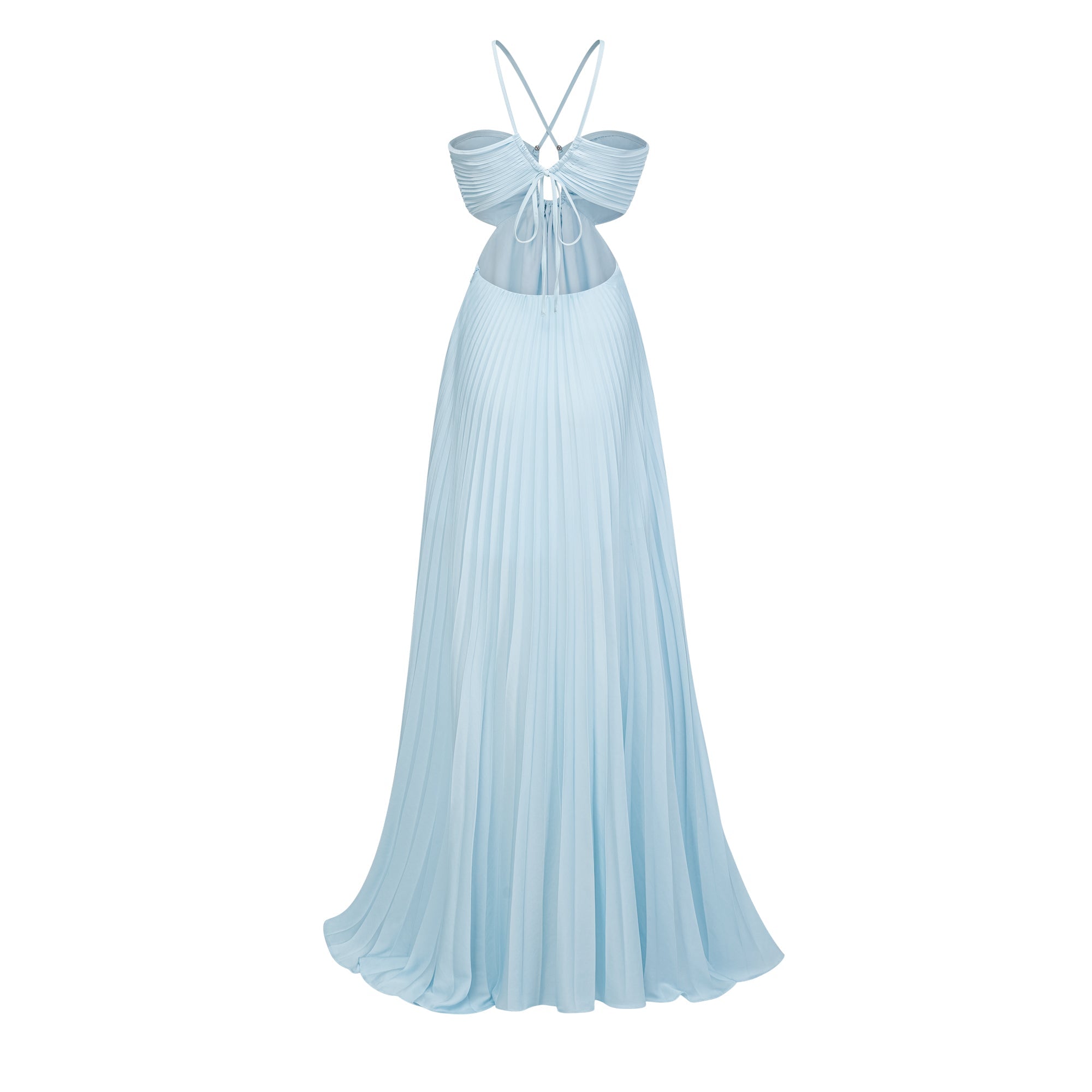 Andréa Blue Pleated Maxi Dress with Cutout Detail (Final Sale-US Only)