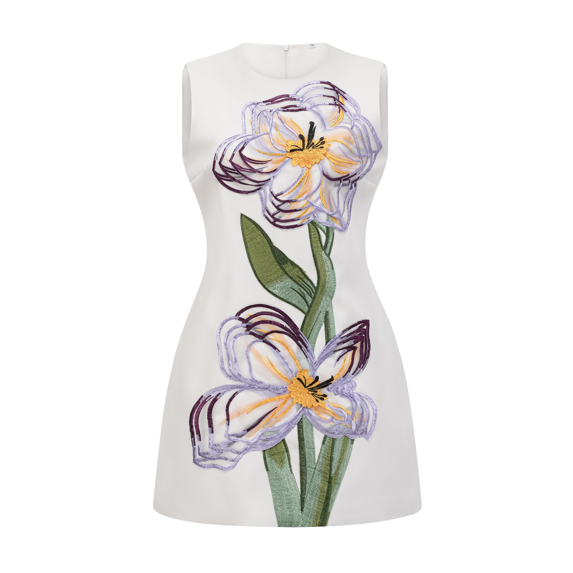 Irène White Sequin Floral Embroidered Mini Dress (Final Sale-US Only)