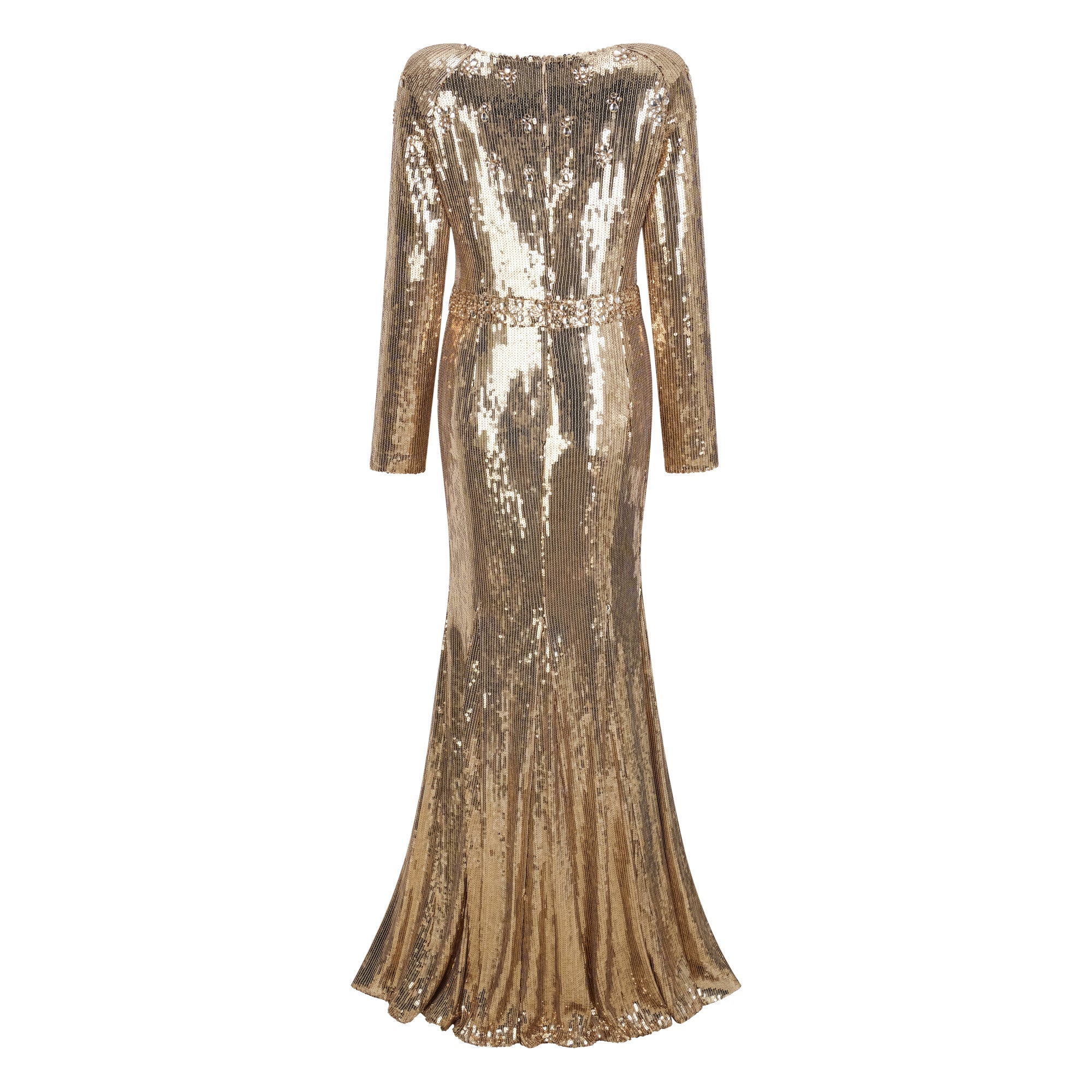 Federica Gold Train Sequined Maxi Dress (Final Sale-US Only)