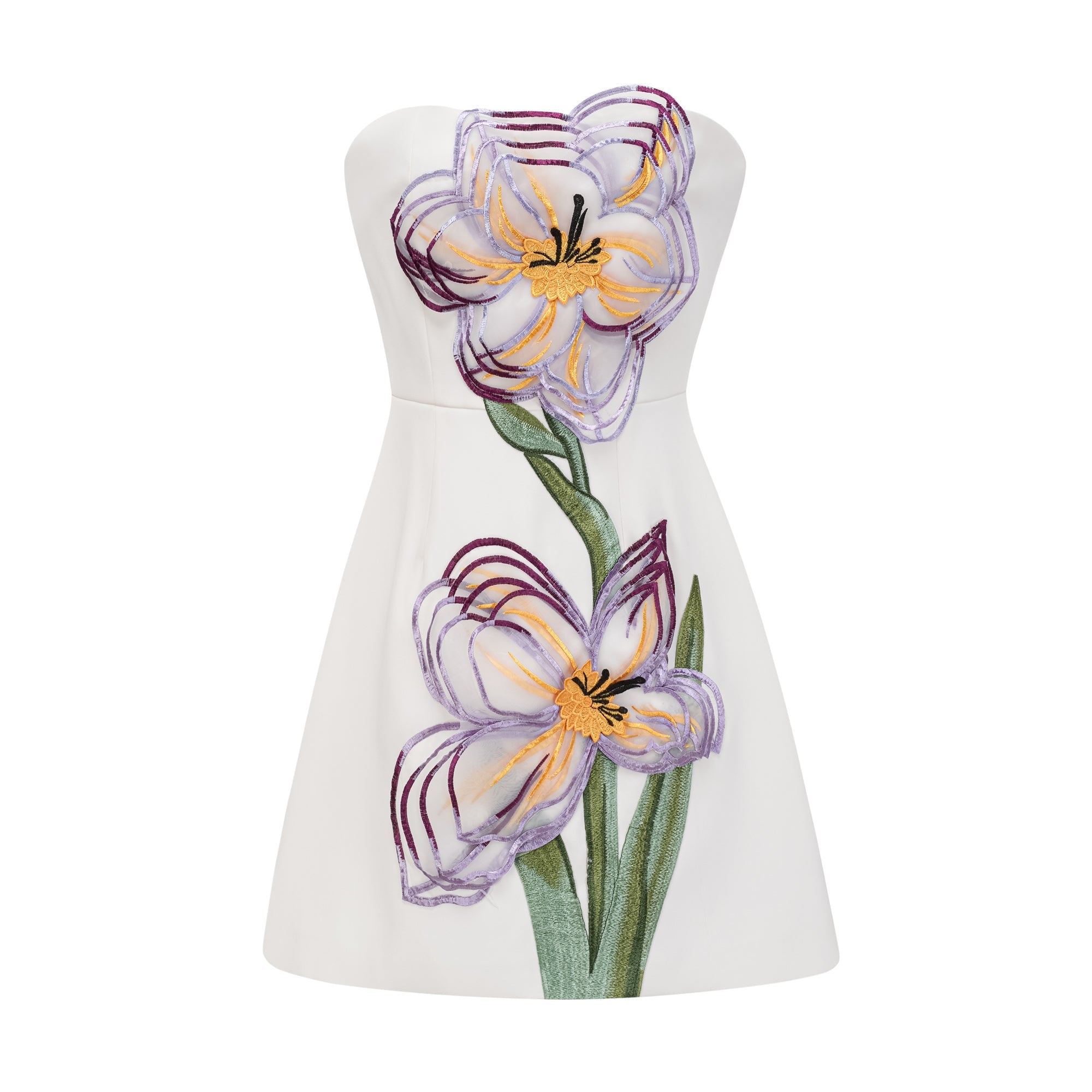 Irène White Off-Shoulder Sequin Floral Embroidered Mini Dress (Final Sale-US Only)