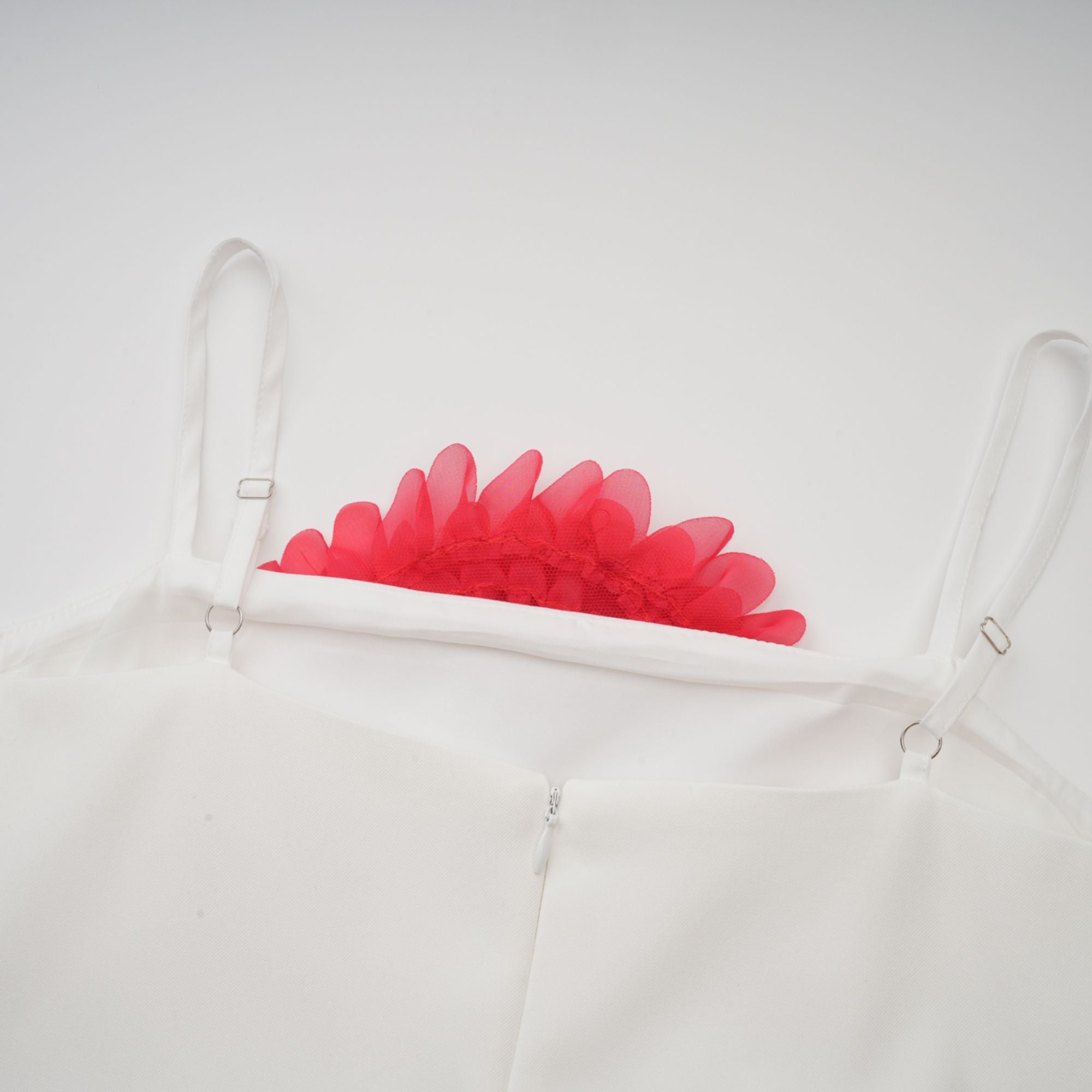 Véronique white 3d-petal sleeveless midi dress (Final Sale-US Only)