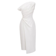 Amarante White One Shoulder Asymmetrical Midi Dress