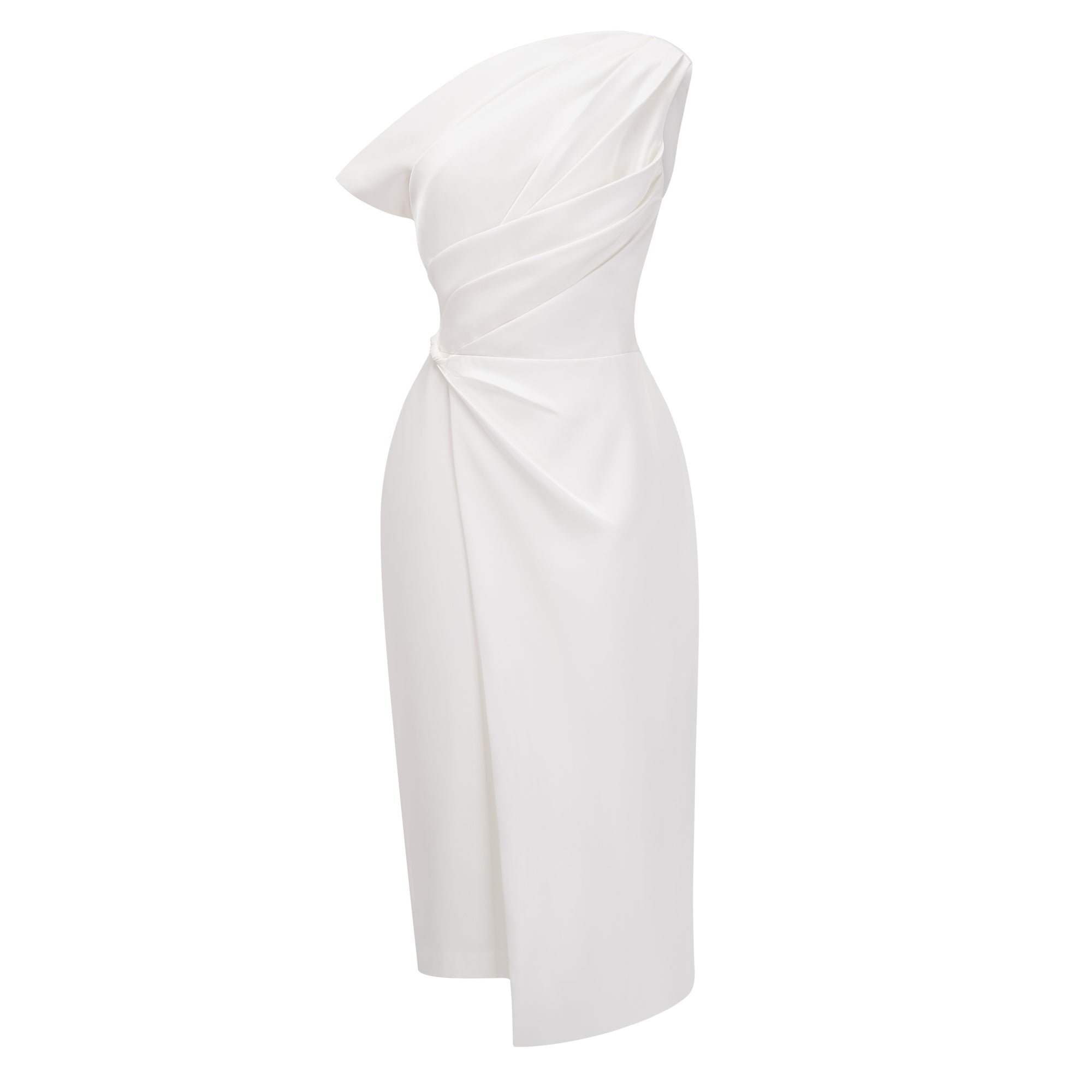 Amarante White One Shoulder Asymmetrical Midi Dress