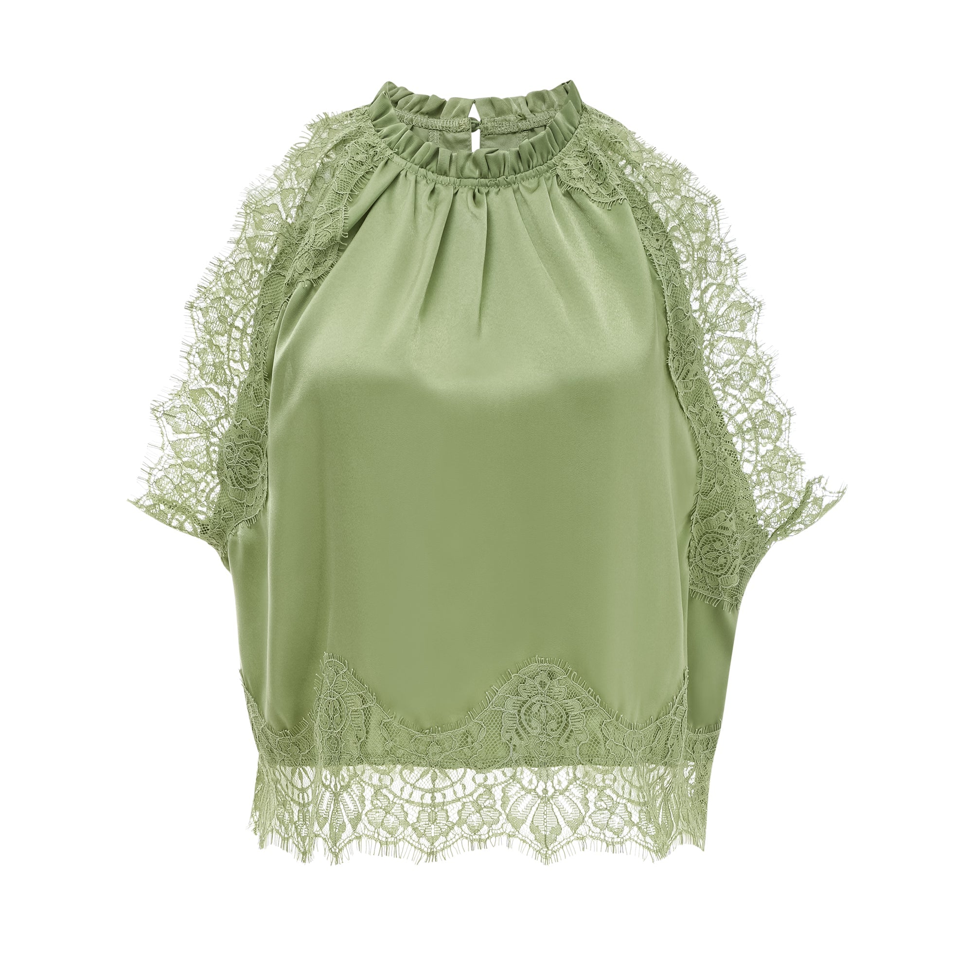 Florence Green Lace Panel Top & Skirt Set