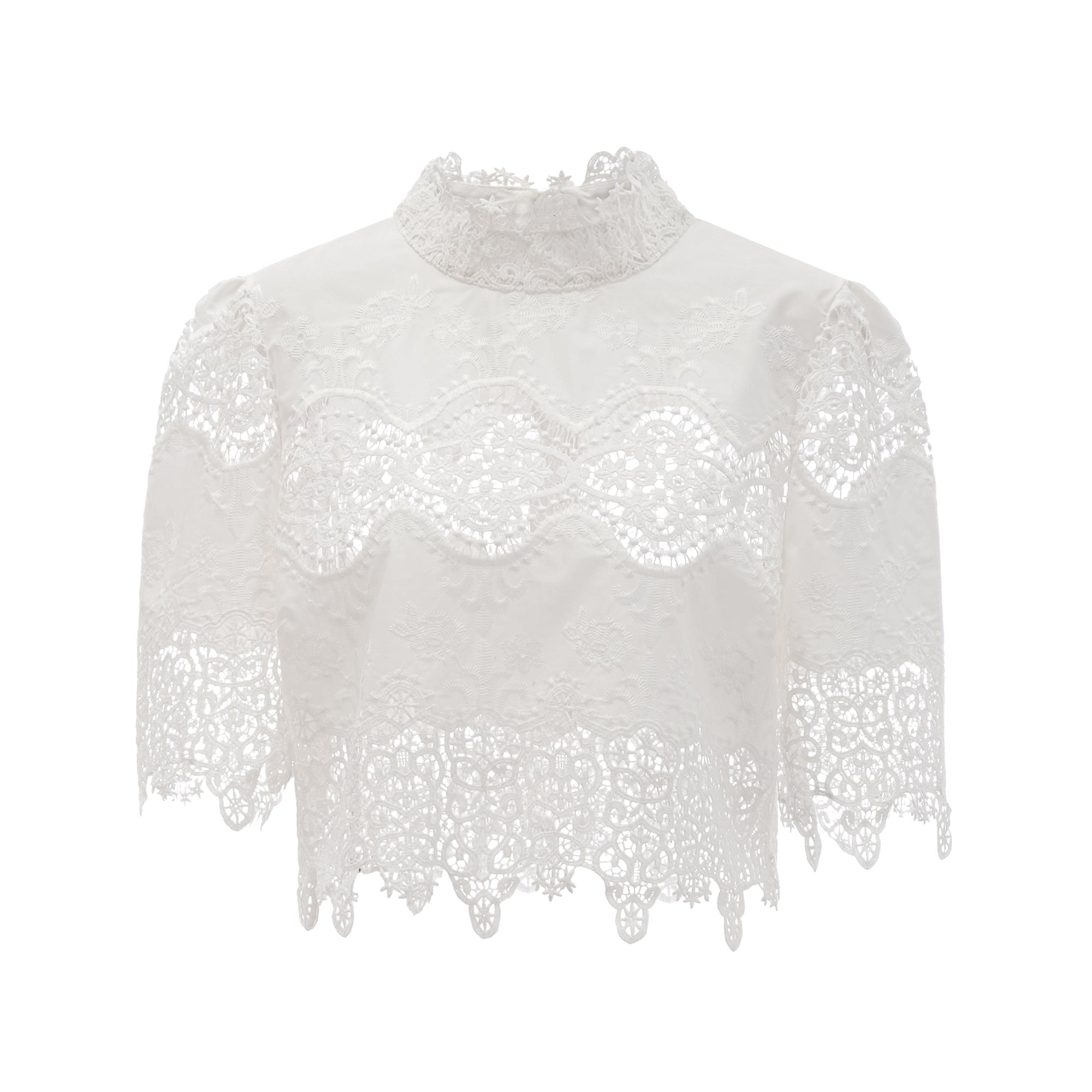 Raphaëlle lace-trim cut-out cropped top & trousers matching set (Final Sale-US Only)