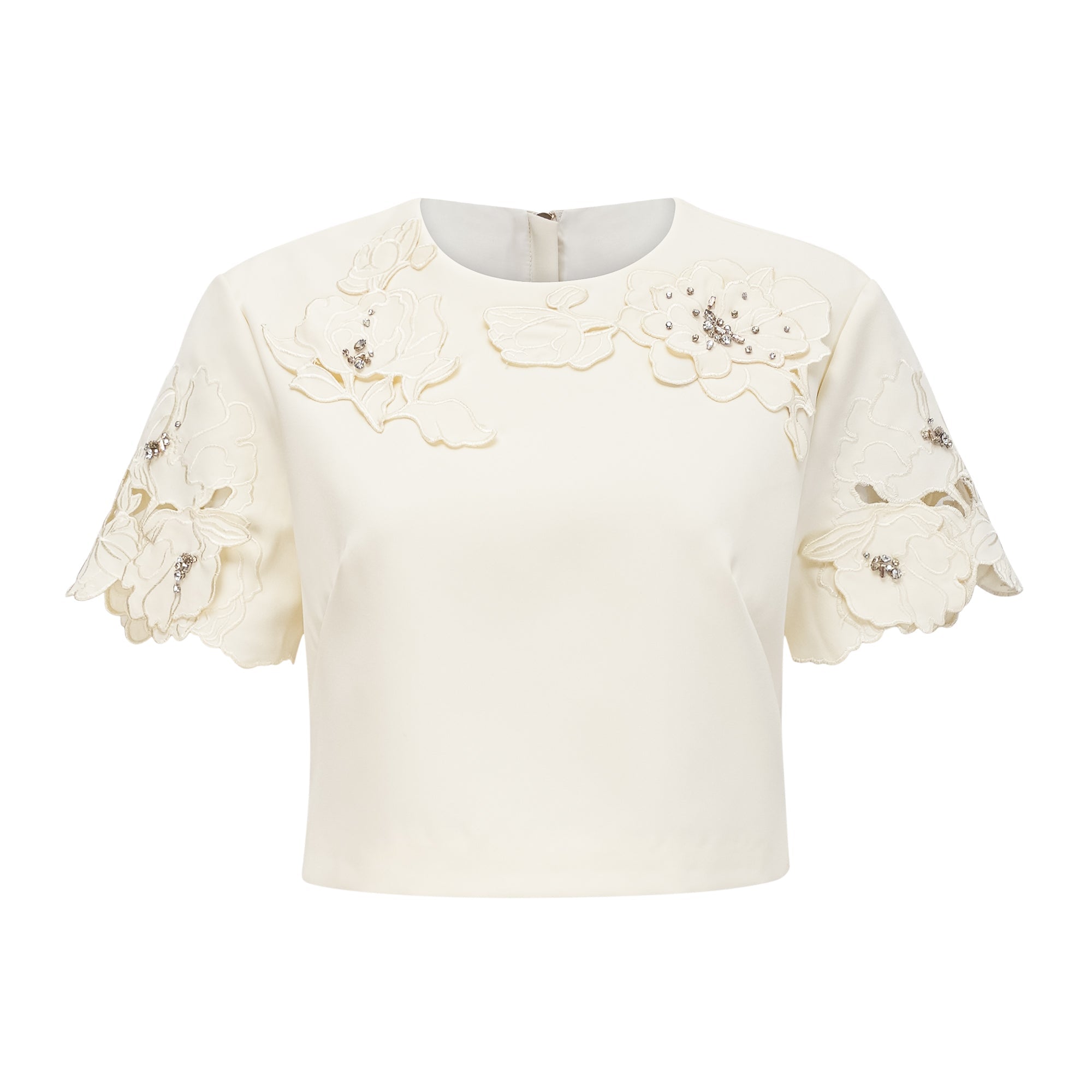 Coralie neutrals 3D-petal top & skirt matching set