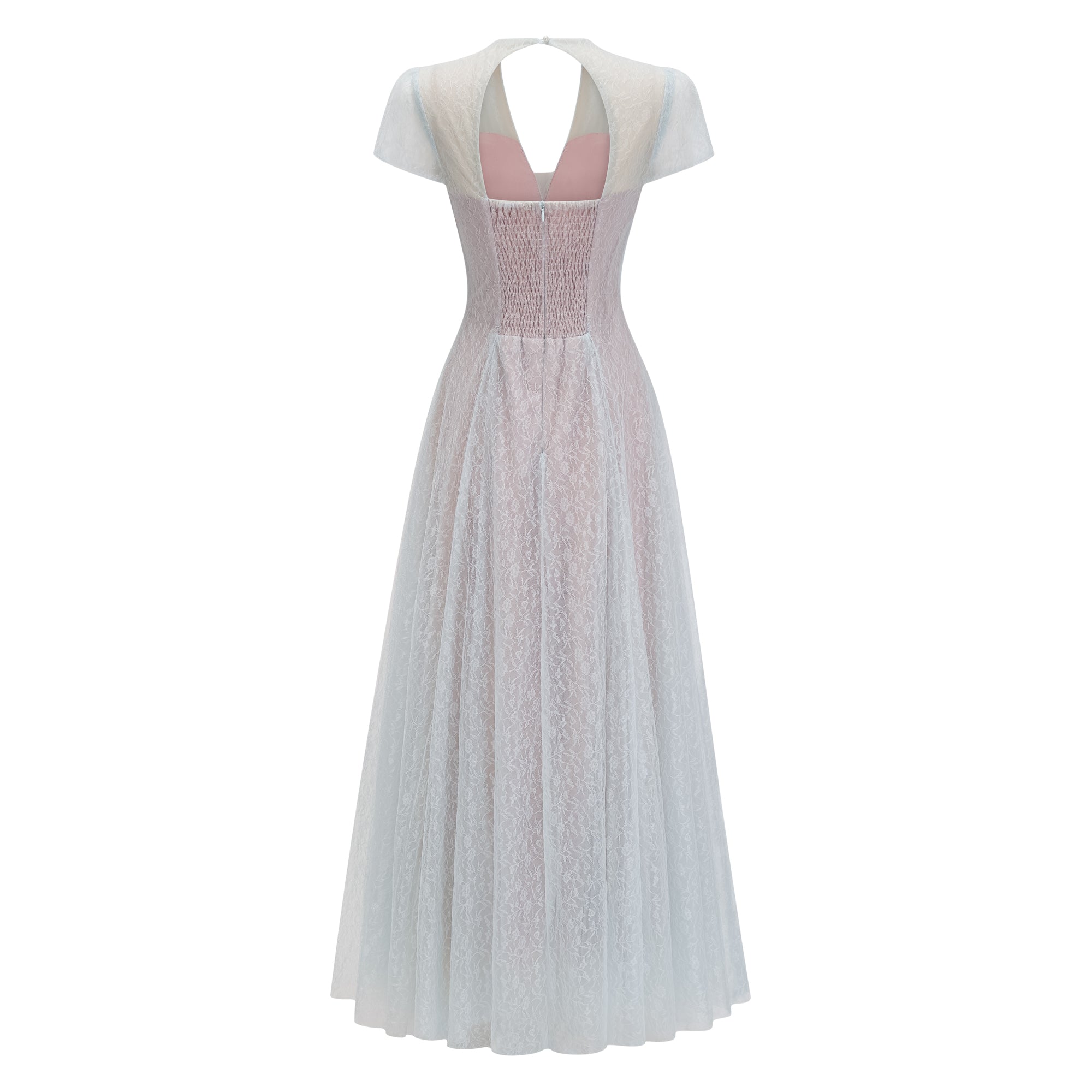 Radiya Blue Floral Lace Pleated Maxi Dress (Final Sale-US Only)