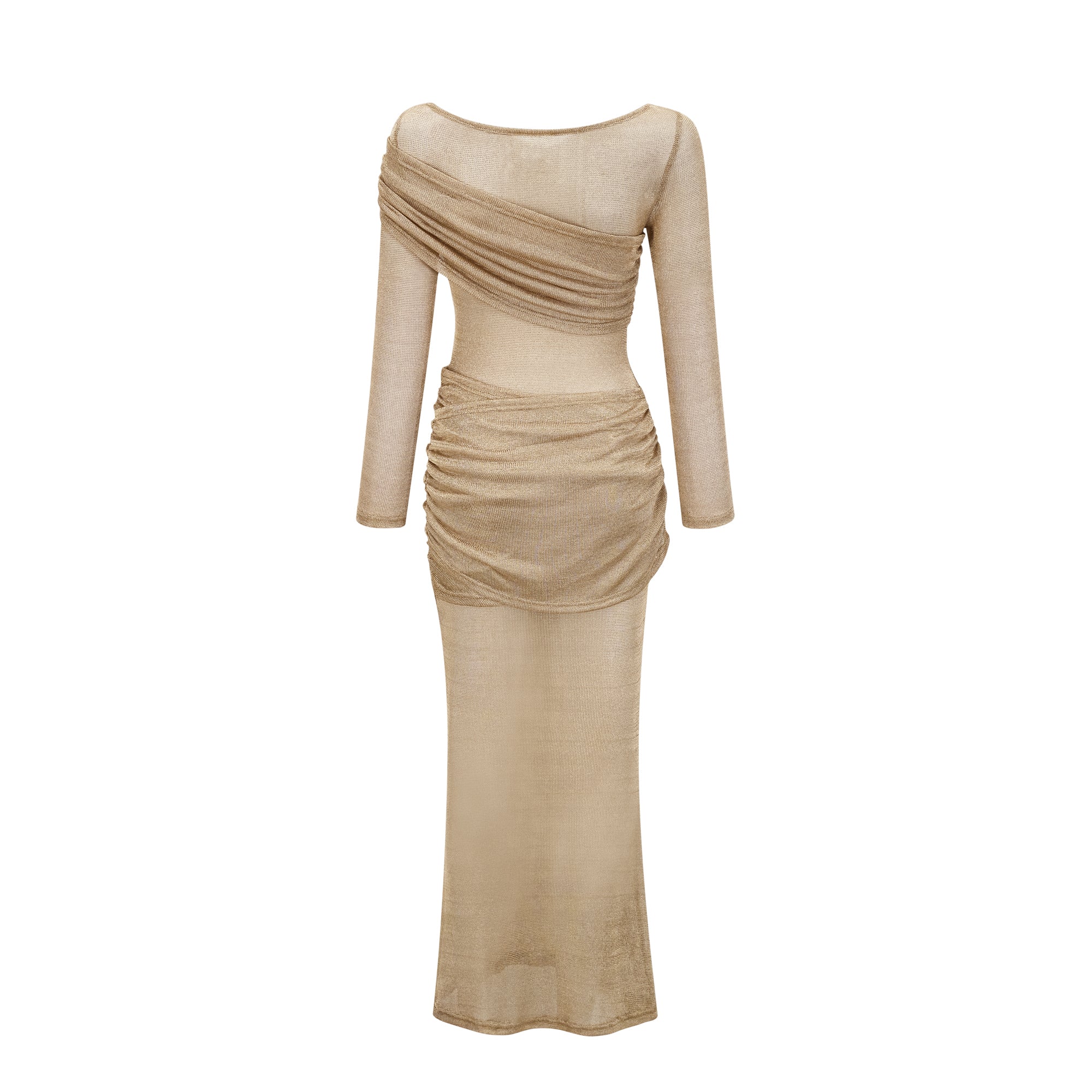 Aline gold smocked metallic midi dress (US Only)