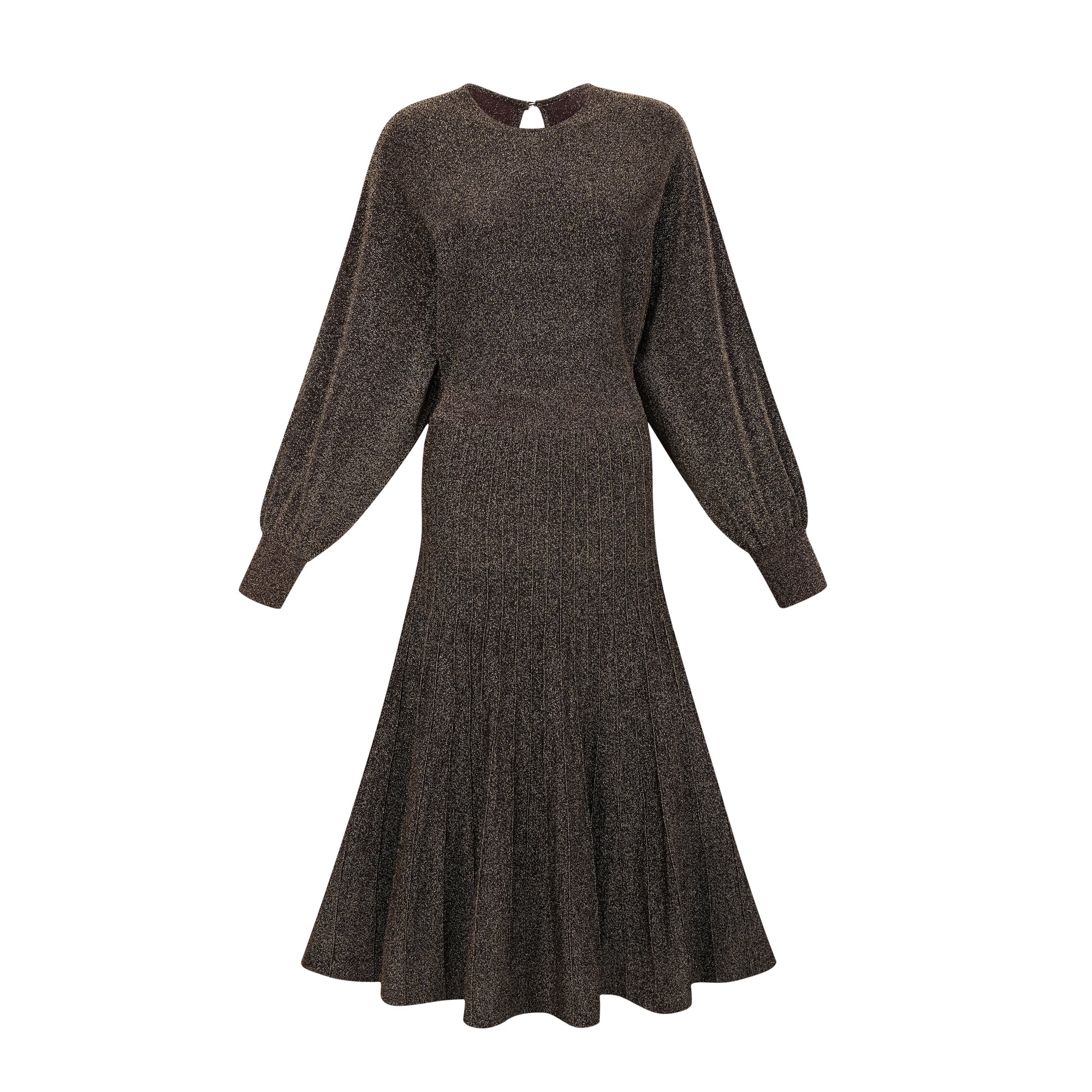 Cordélia brown metallic-threading ribbed midi dress (US Only)