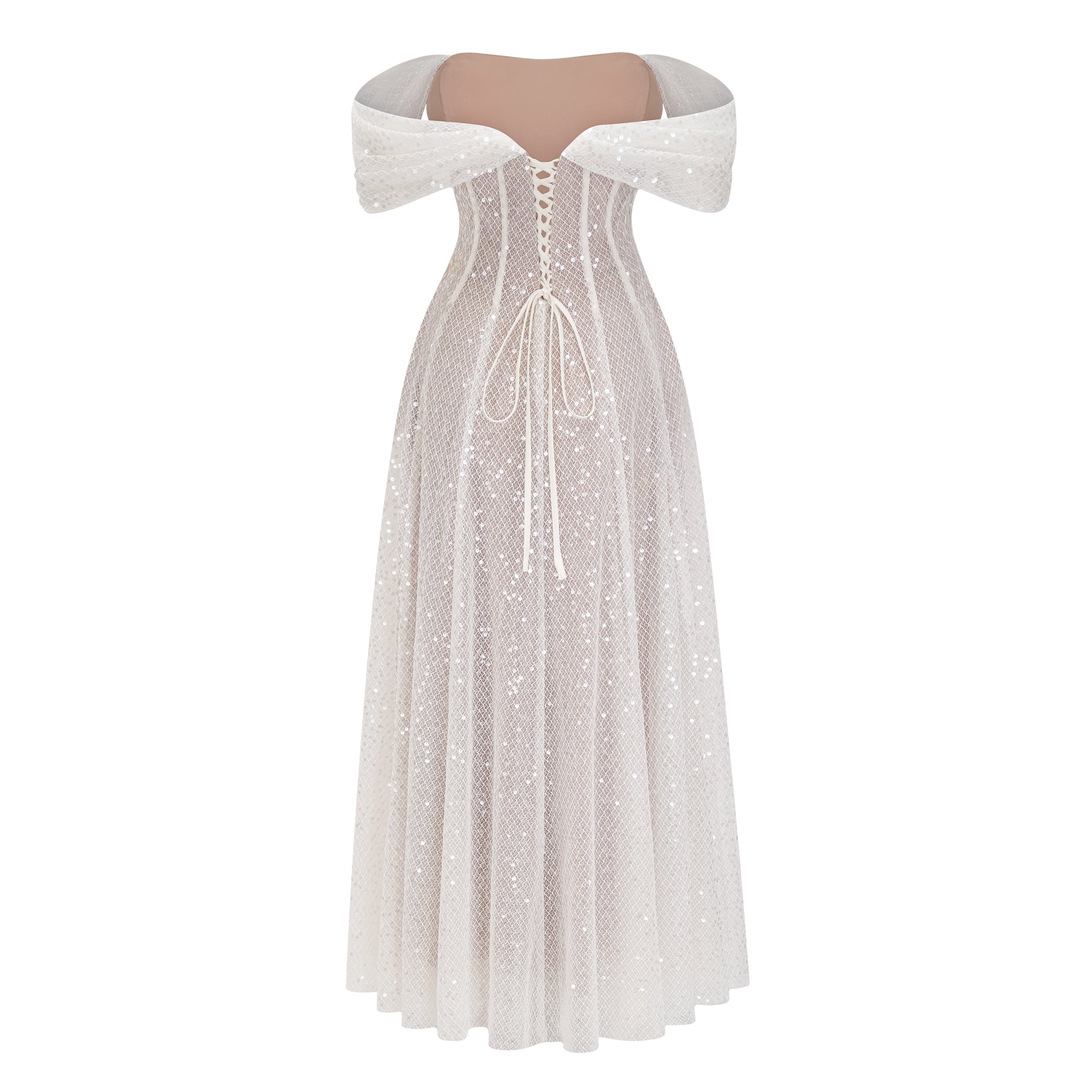 Esme White Off Shoulder Embellished Maxi Dress