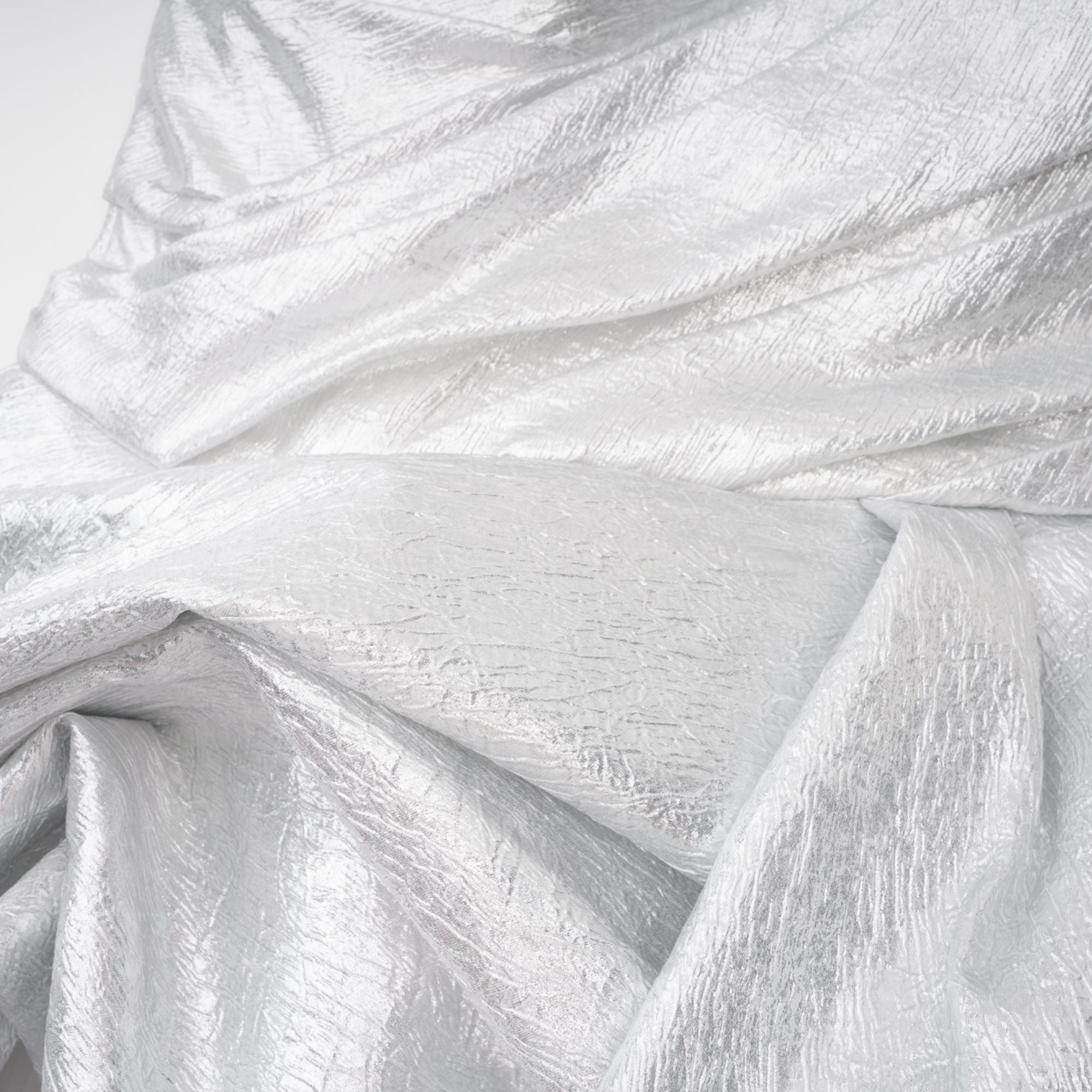 Adina Silver Glossy Asymmetrical Ruched Gown