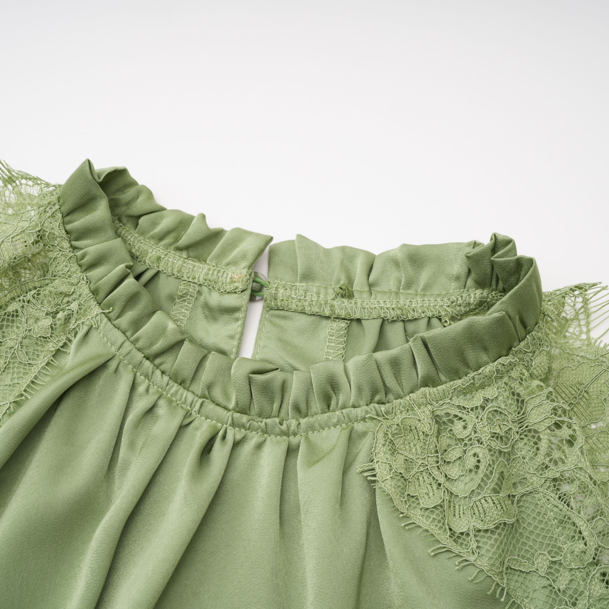 Florence Green Lace Panel Top & Skirt Set