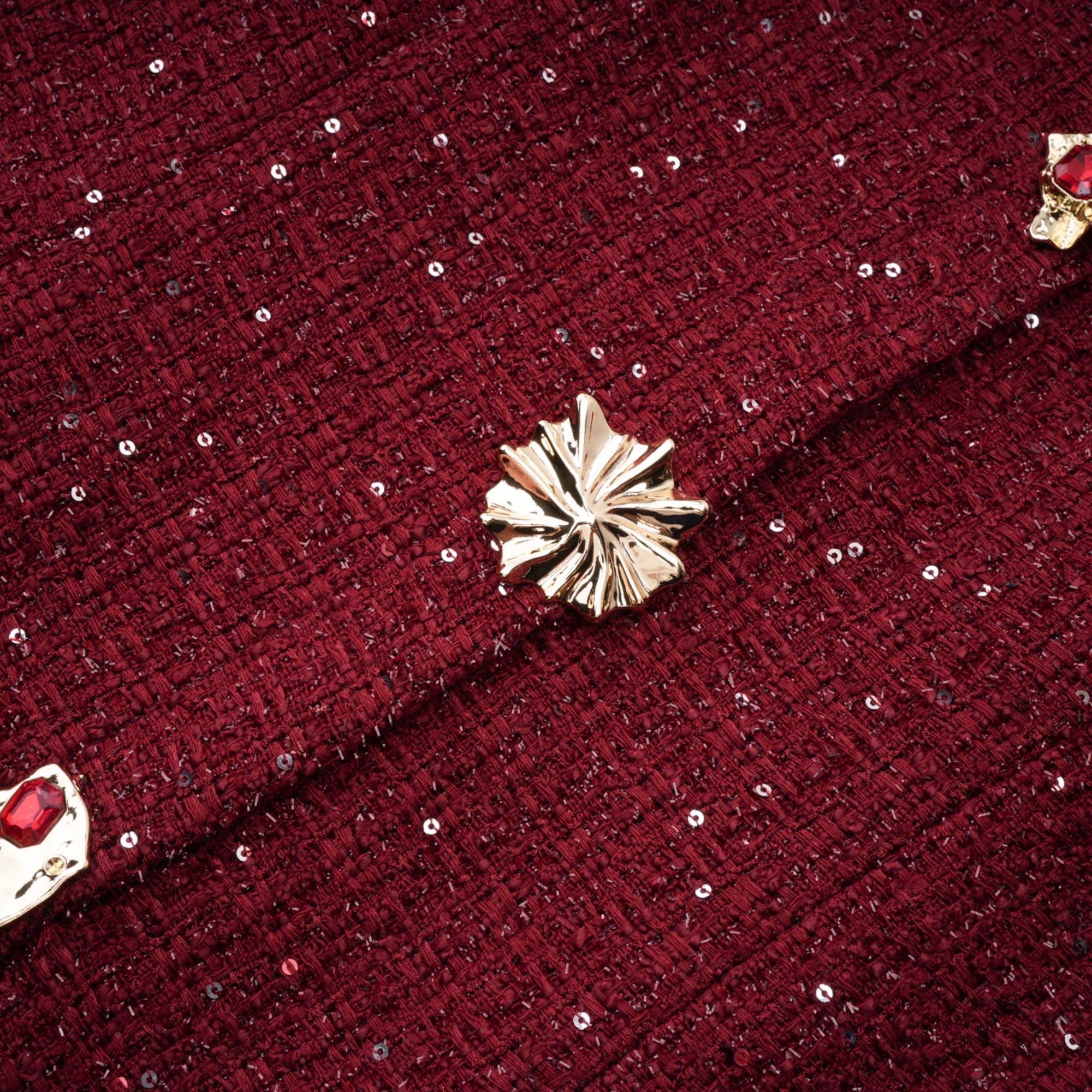 Ancora Red Embellished Tweed Mini Dress (Final Sale)