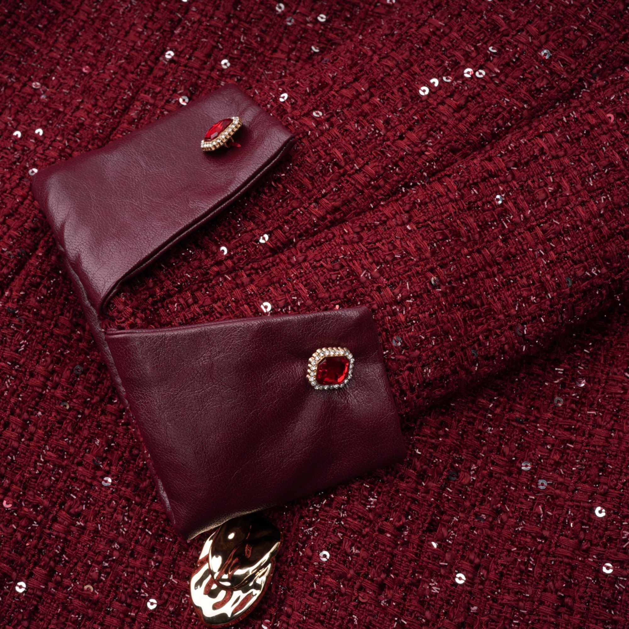 Ancora Red Embellished Tweed Mini Dress (Final Sale)