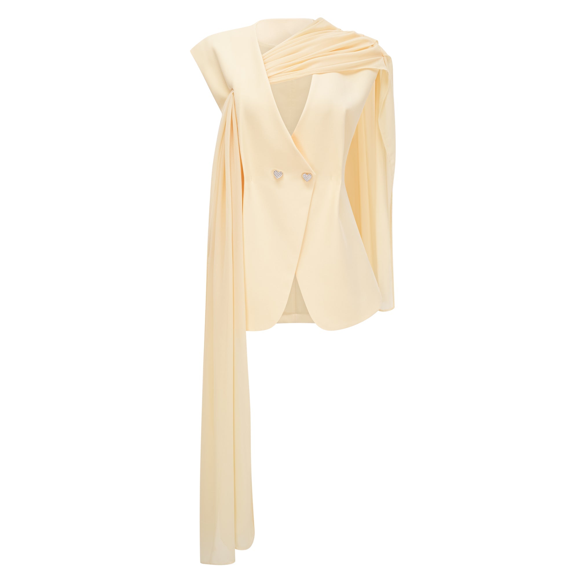 Raisa Yellow Draped Cape Top & Trousers Set