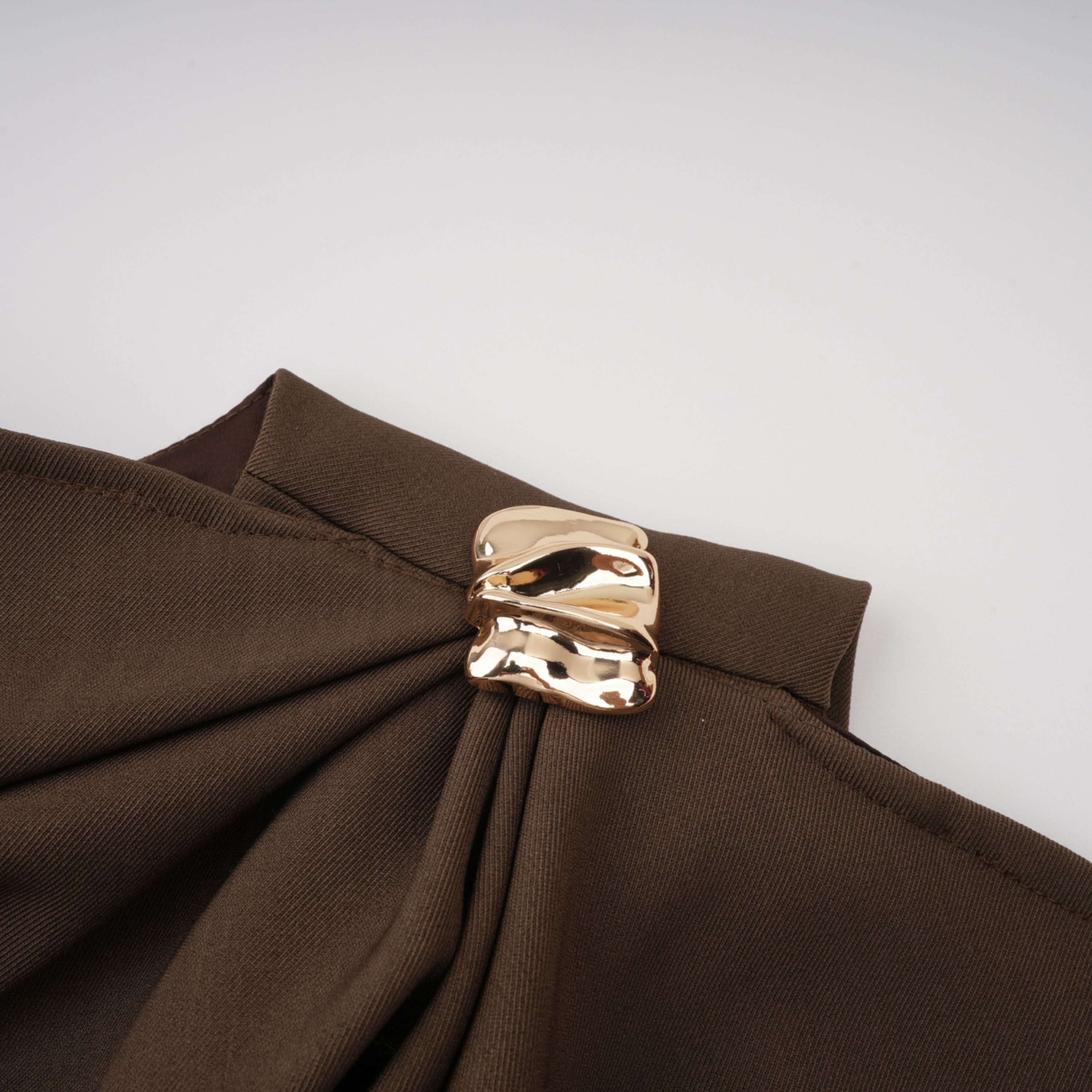 Francesca Brown Asymmetrical Gathered Mini Dress  (Final Sale-US Only)