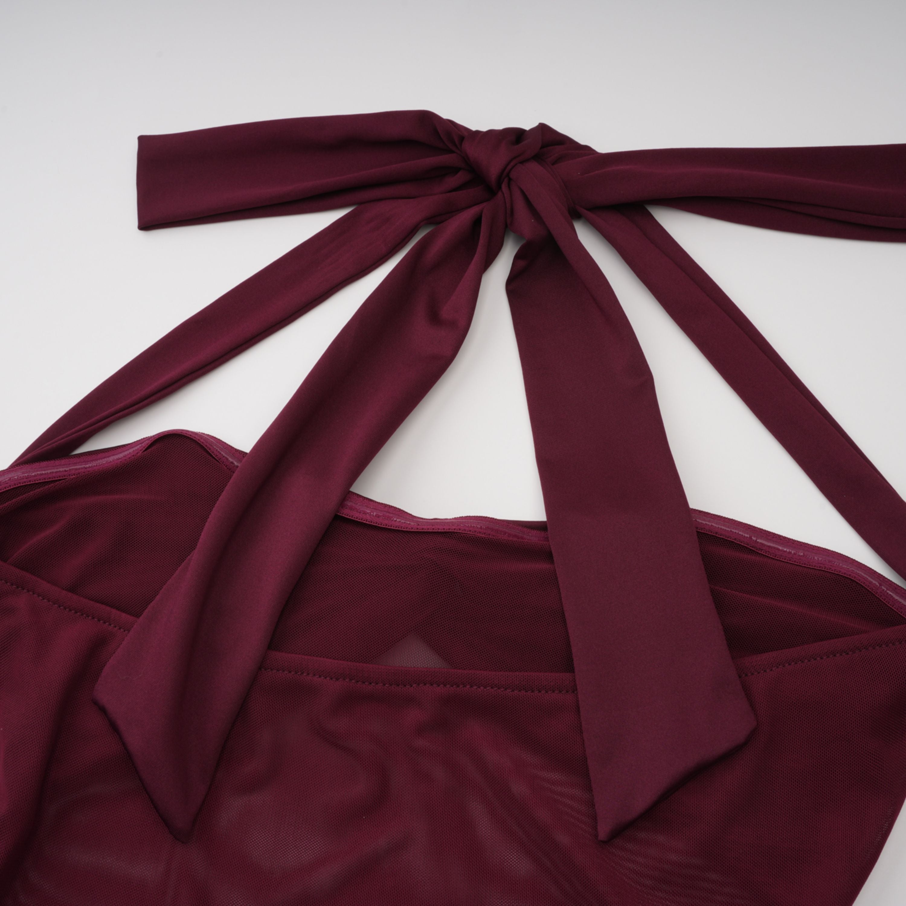 Amandine Burgundy Halterneck Gathered Maxi Dress (Final Sale-US Only)