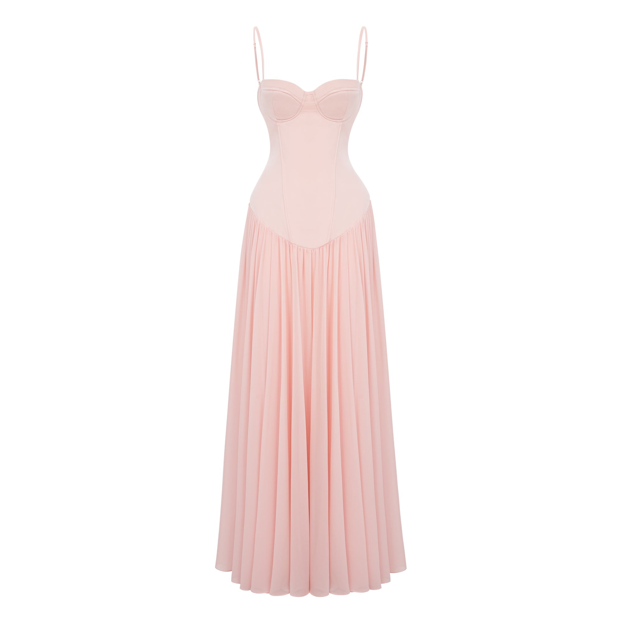 Vasylyna Pink Sweetheart Pleated Maxi Dress
